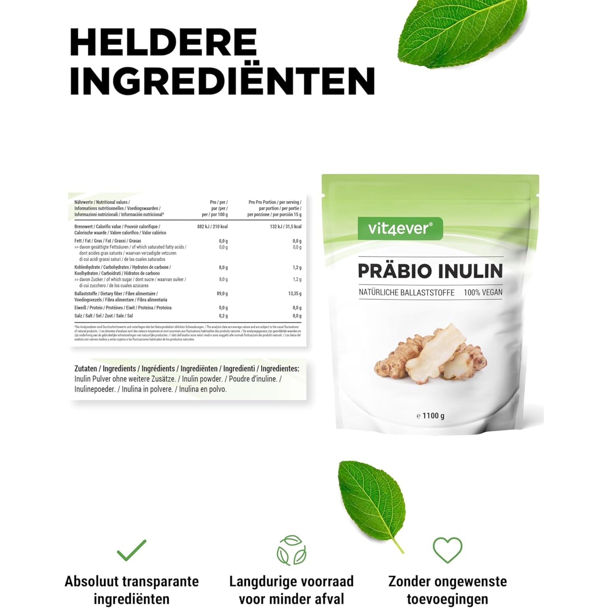 Inuline poeder (uit cichoreiwortel) 1,1kg | Vit4ever