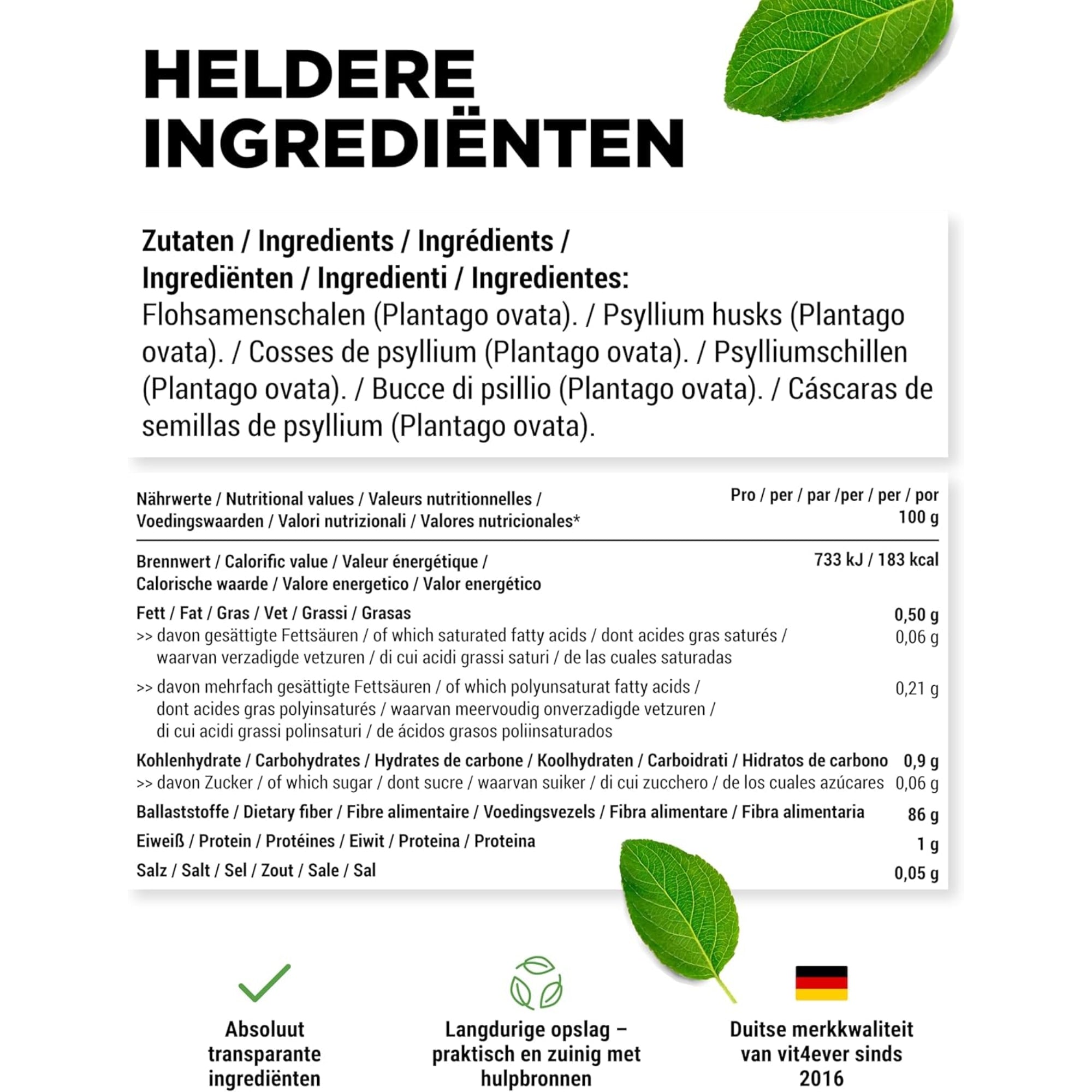 Psylliumvezels (Psyllium Husk) 1000g | Vit4ever