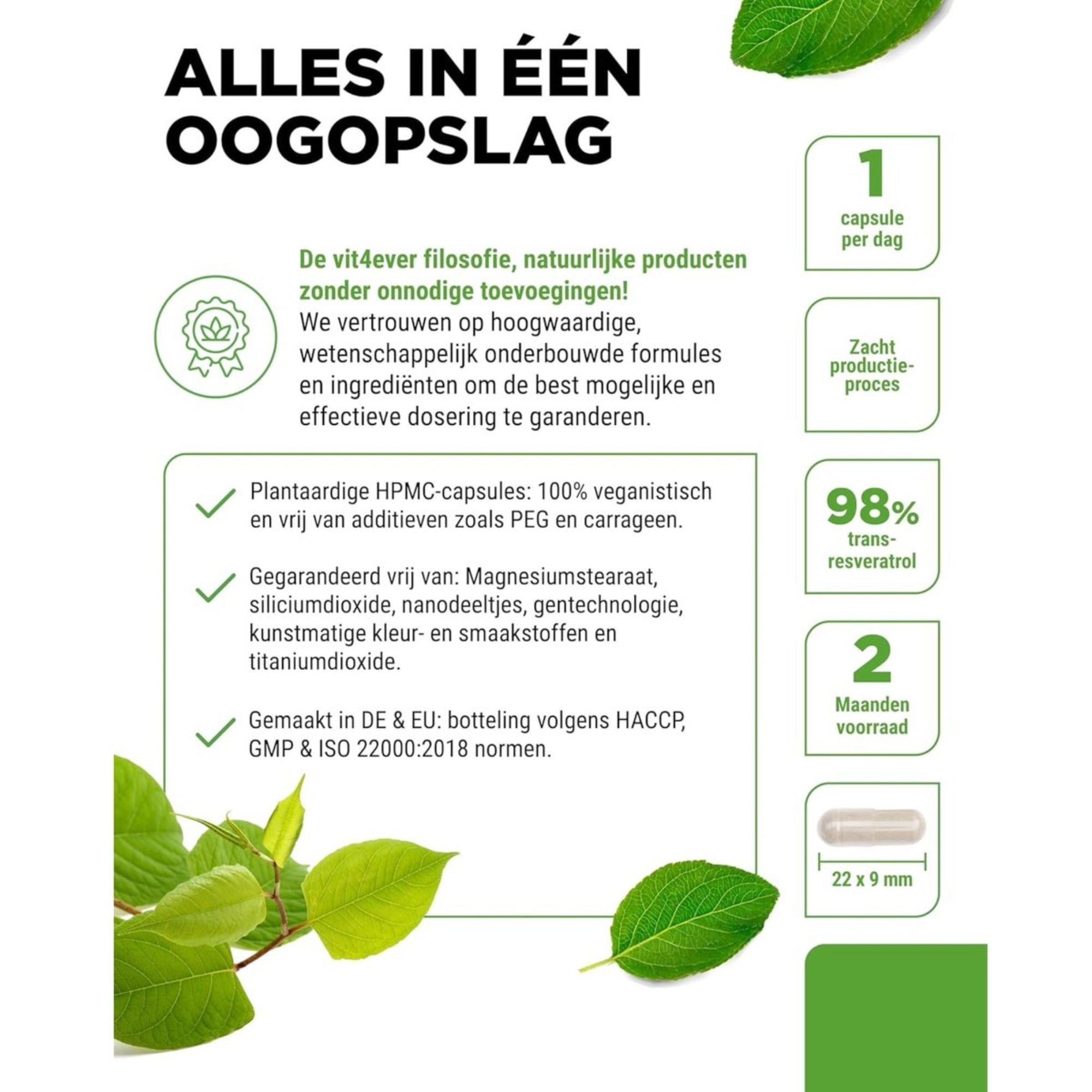 Resveratrol Intenso (98% trans-resveratrol) 500mg | 60 capsules | Vit4ever