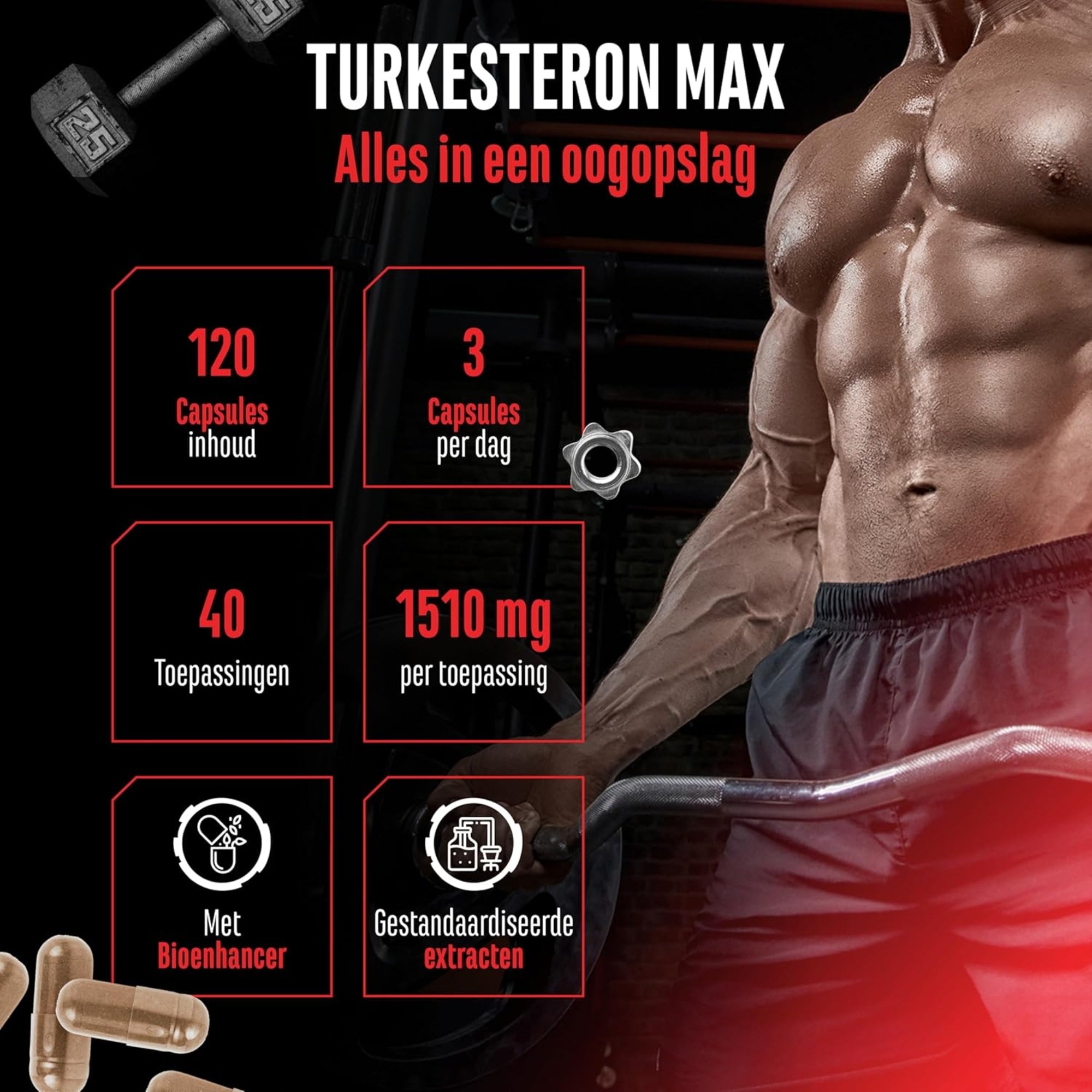 Turkesteron Max (Ajuga Turkestanica-Extrakt) 1510 mg | 120 Kapseln | German Elite Nutrition