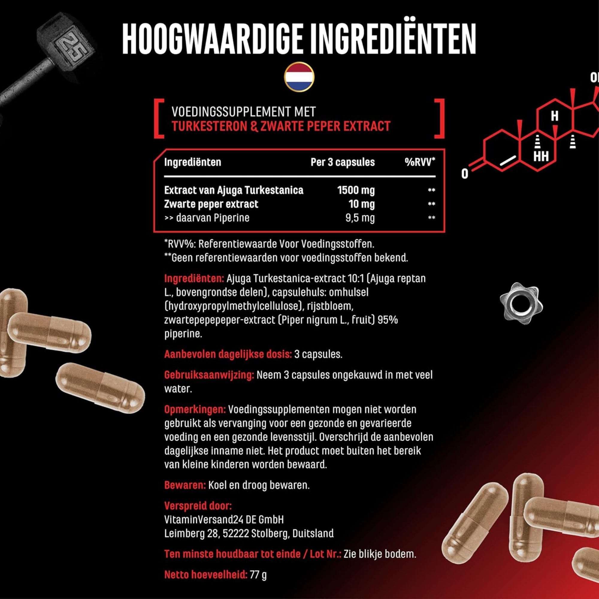 Turkesteron Max (Ajuga Turkestanica-Extrakt) 1510 mg | 120 Kapseln | German Elite Nutrition