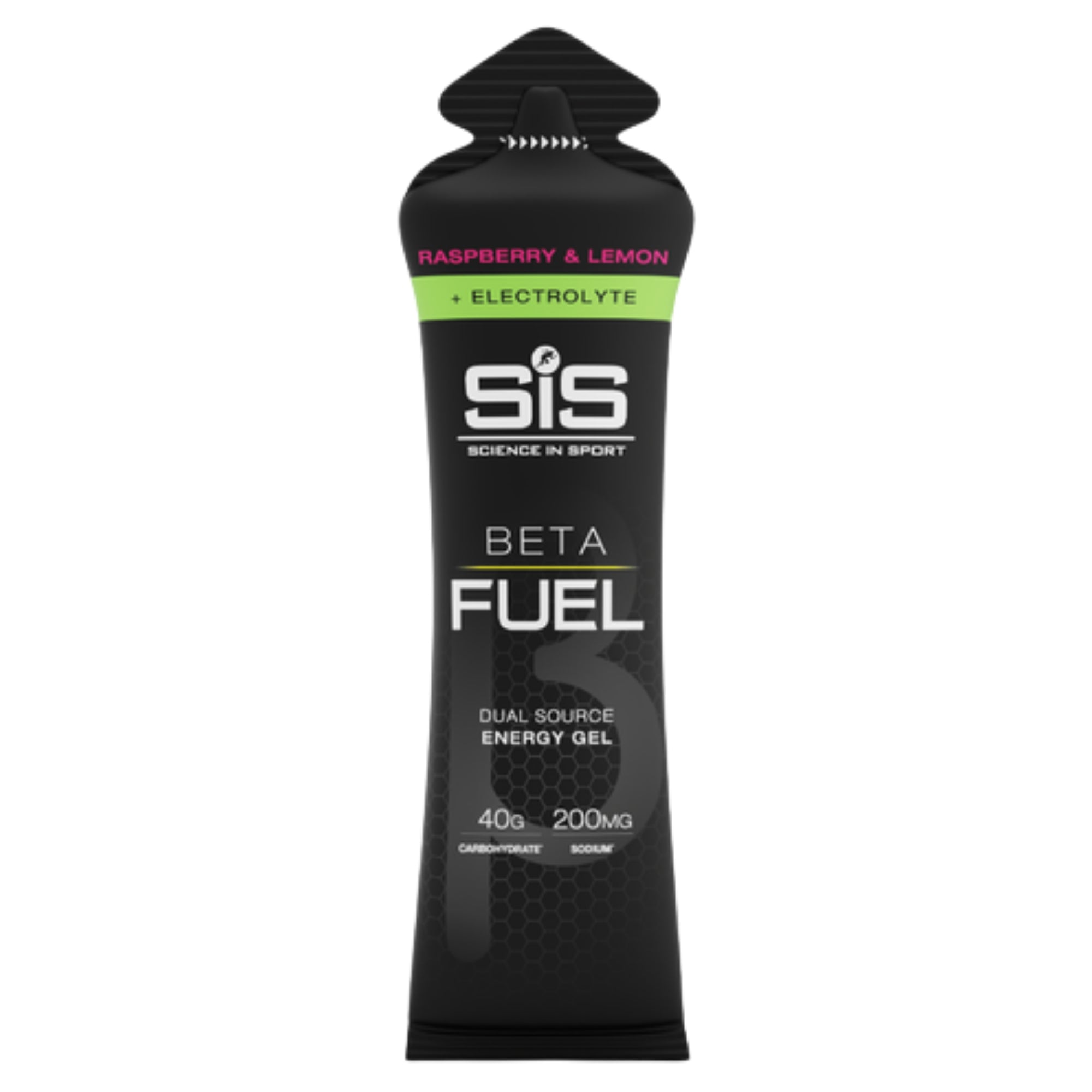 SIS Beta Fuel Electrolyte Gel 60ml sachet voorkant - dual source energiegel met 40g koolhydraten en 200mg natrium