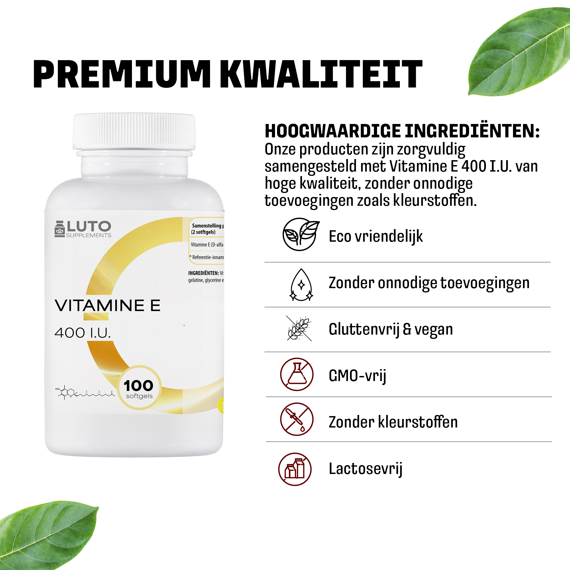 Vitamine E 400mcg samenstelling Luto supplements