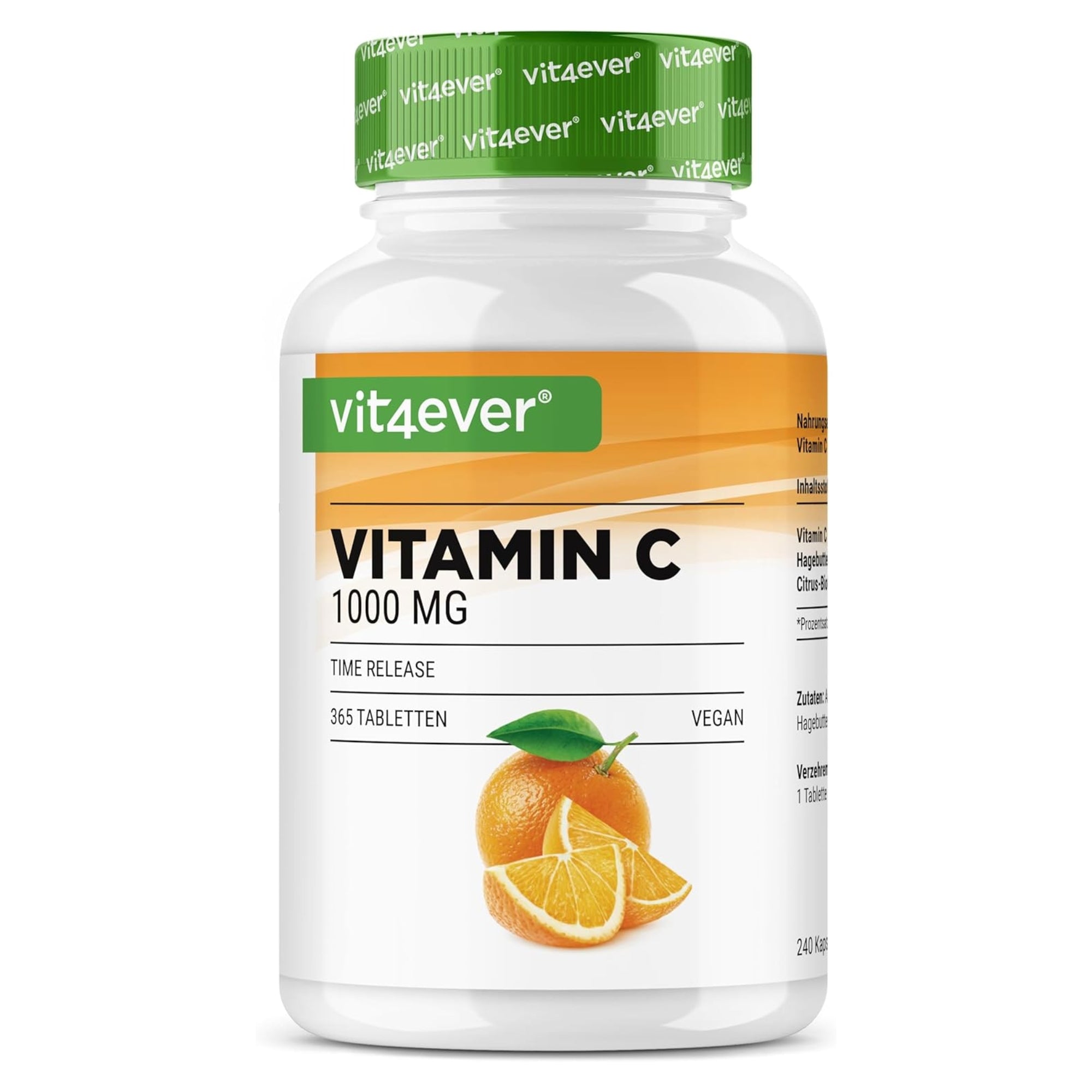 Vitamin C + Hagebuttenextrakt + Citrus-Bioflavonoide | 1000 mg | 365 Tabletten | Vit4ever