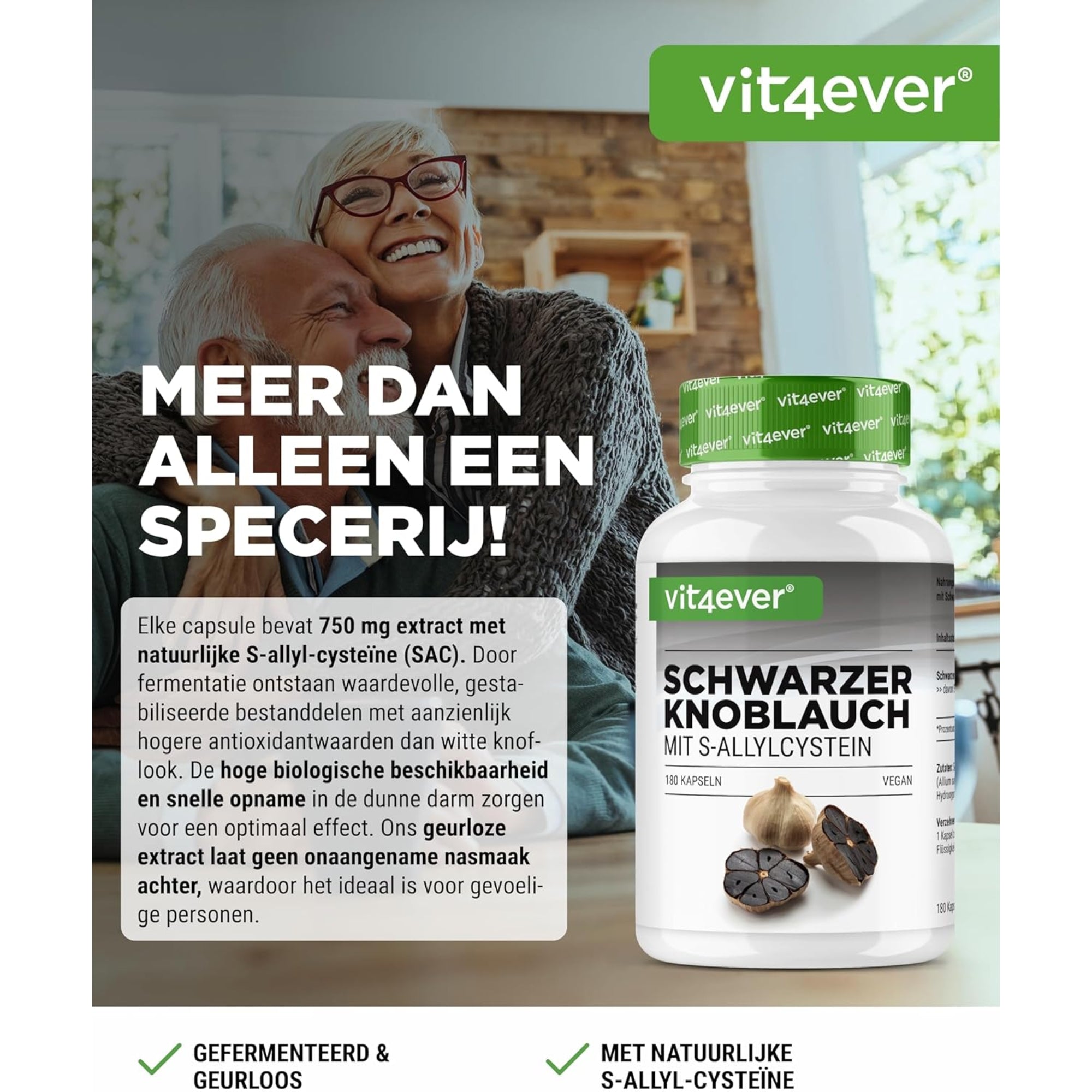 Zwarte knoflook extract met S-allylcyteïne | 180 capsules | Vit4ever