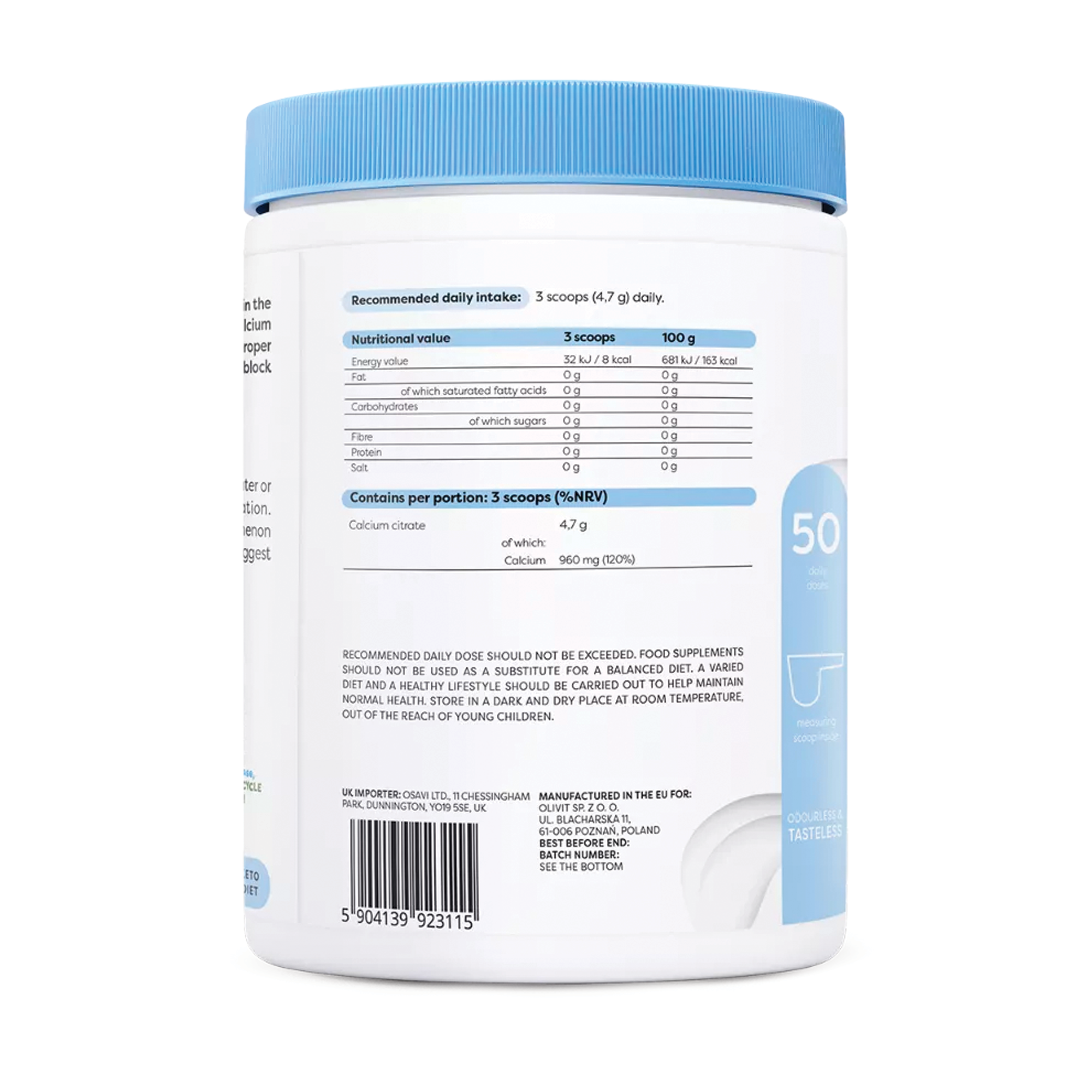 Calciumcitraat Poeder (Calcium Citrate Powder) | 240g | Osavi