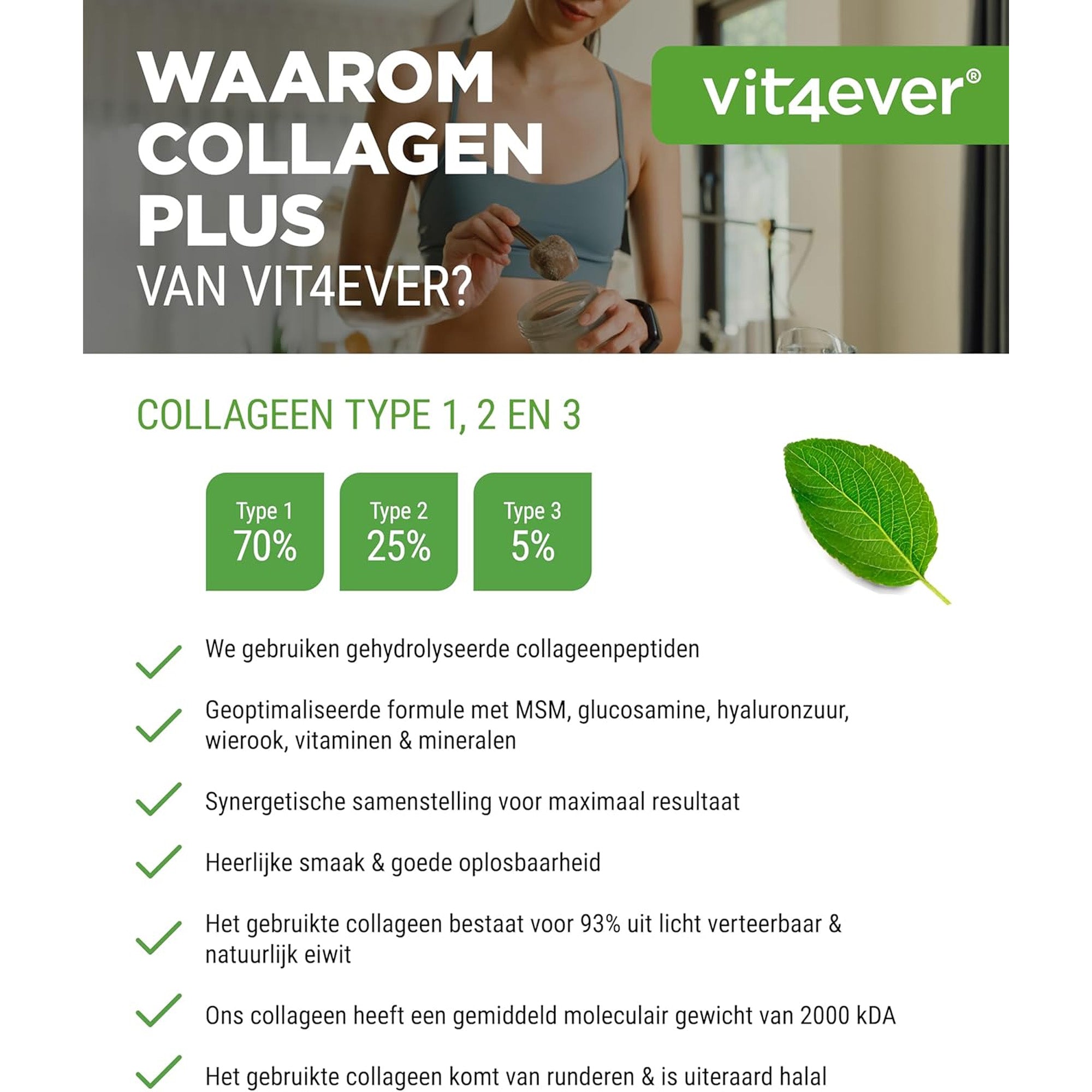 Collageen Plus Poeder | 500g | Vit4ever