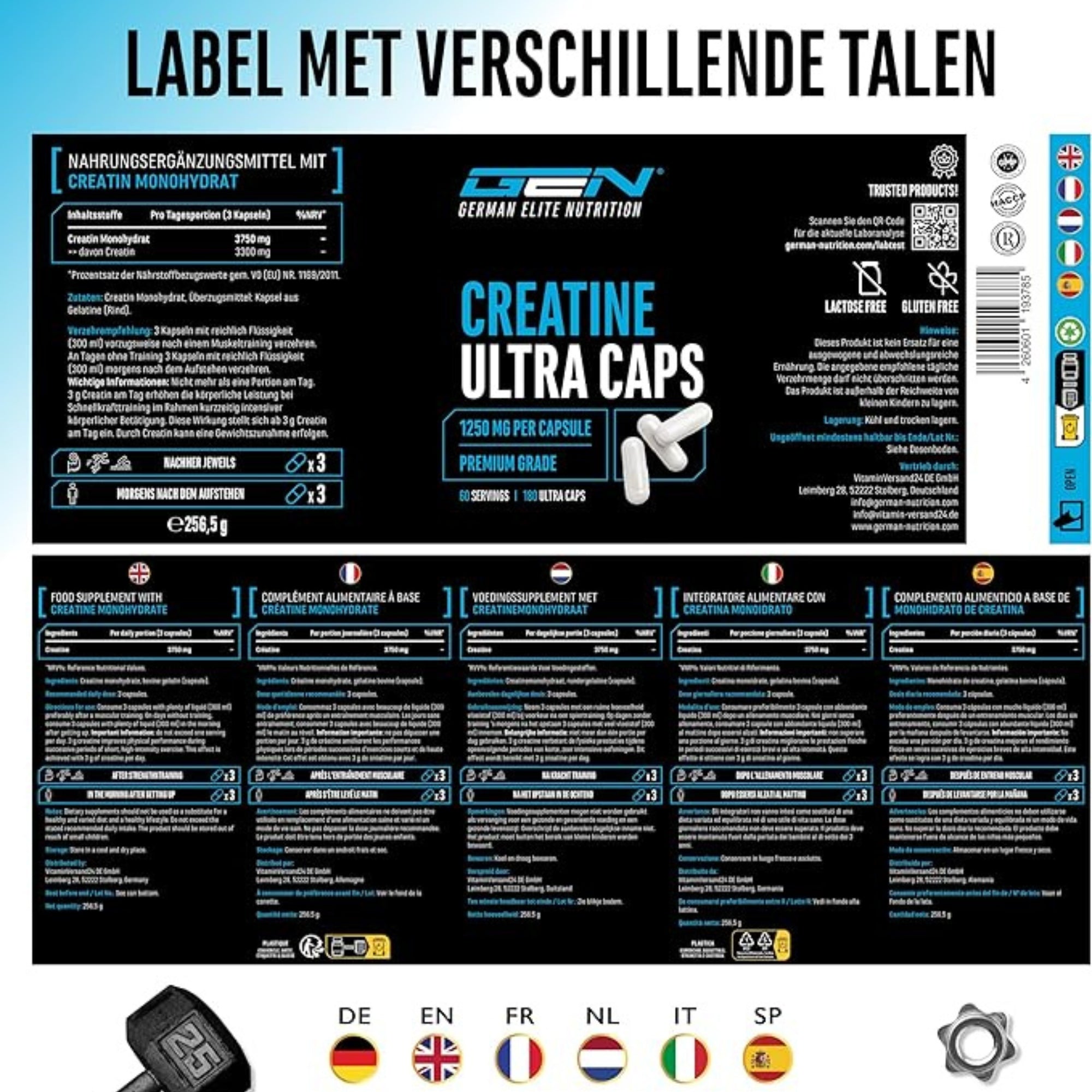 Creatine Ultra Caps | 180 Kapseln | German Elite Nutrition