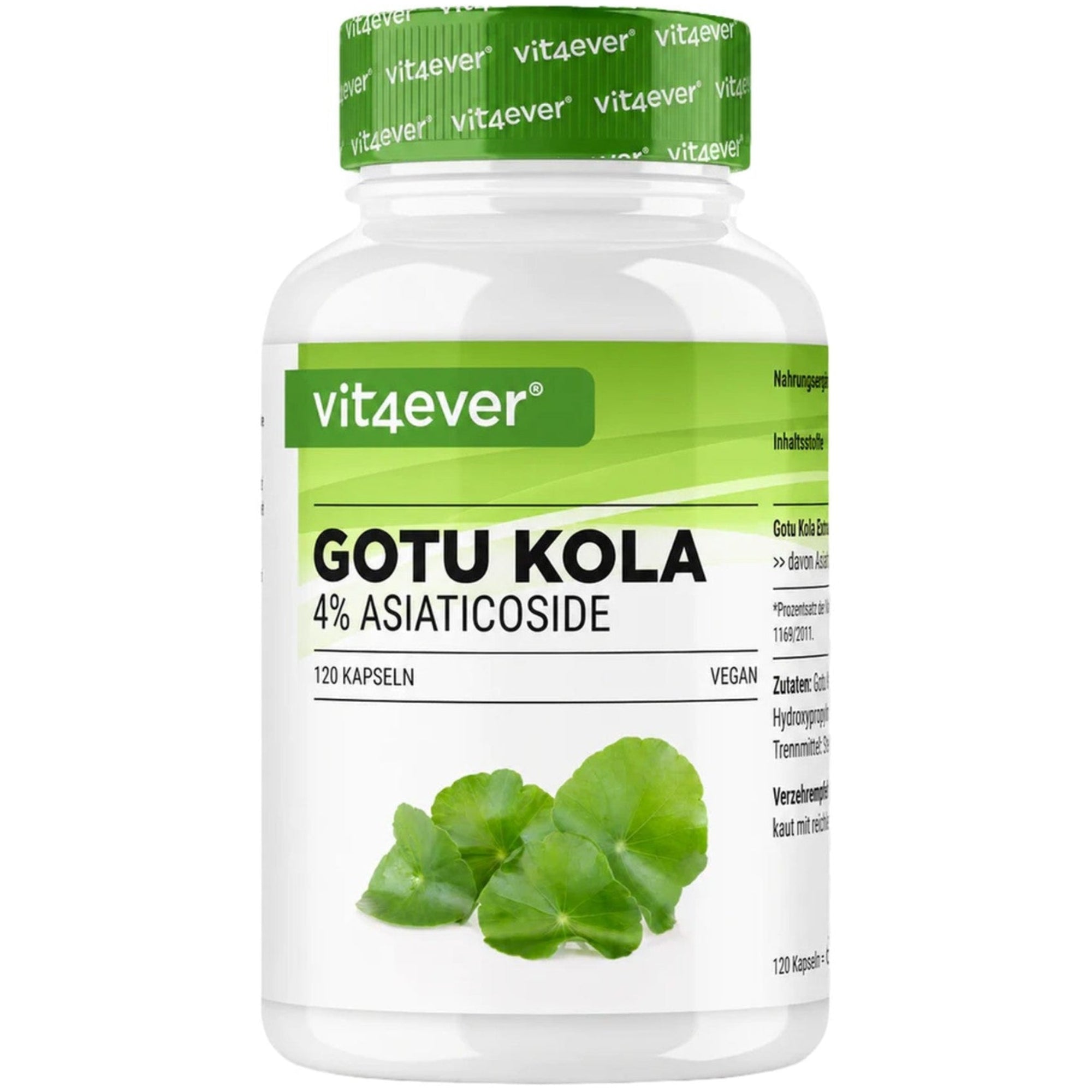 Vit4ever Gotu Kola 4% asiaticoside 120 capsules pot