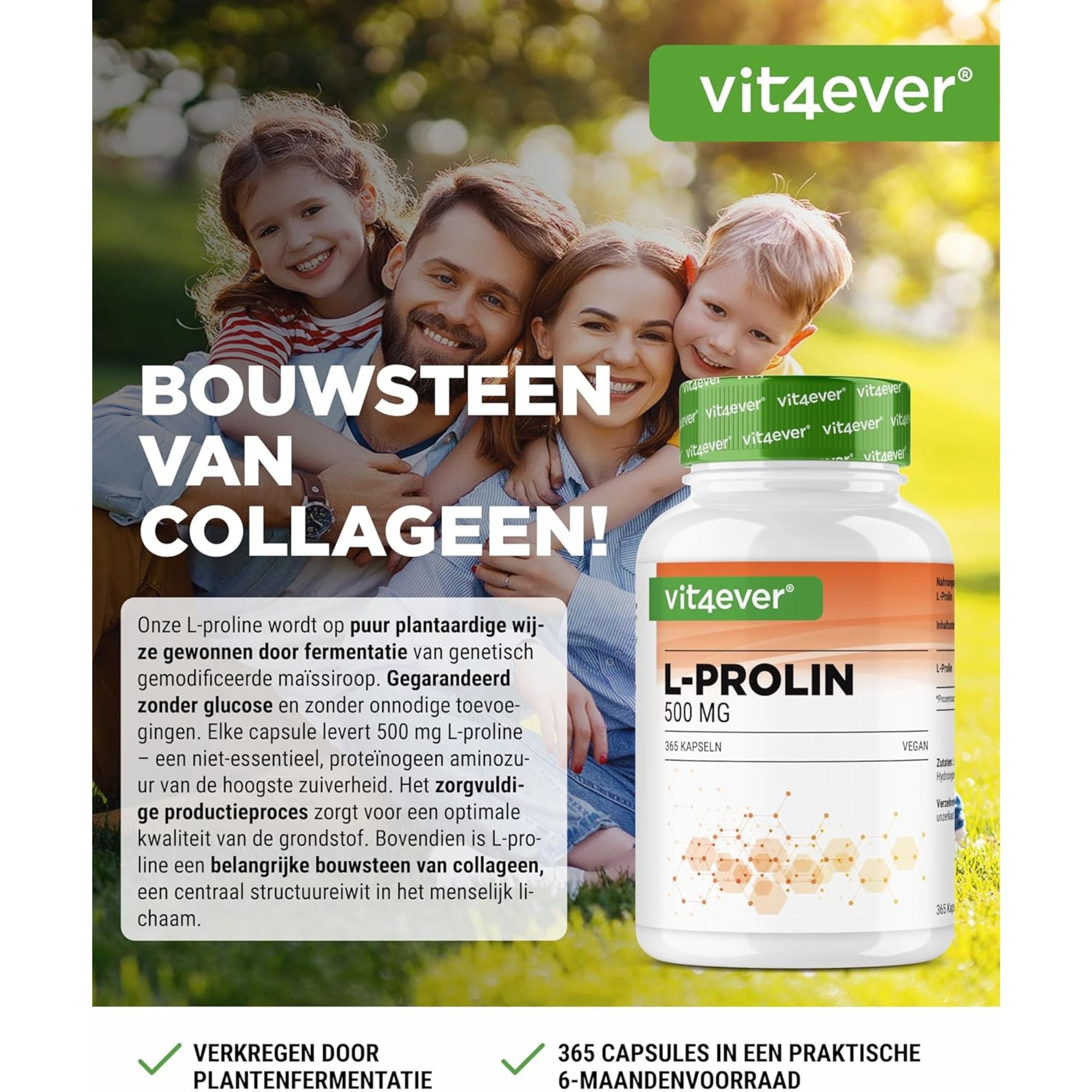 Vit4ever L-Proline 1000mg - aminozuursupplement zonder onnodige toevoegingen