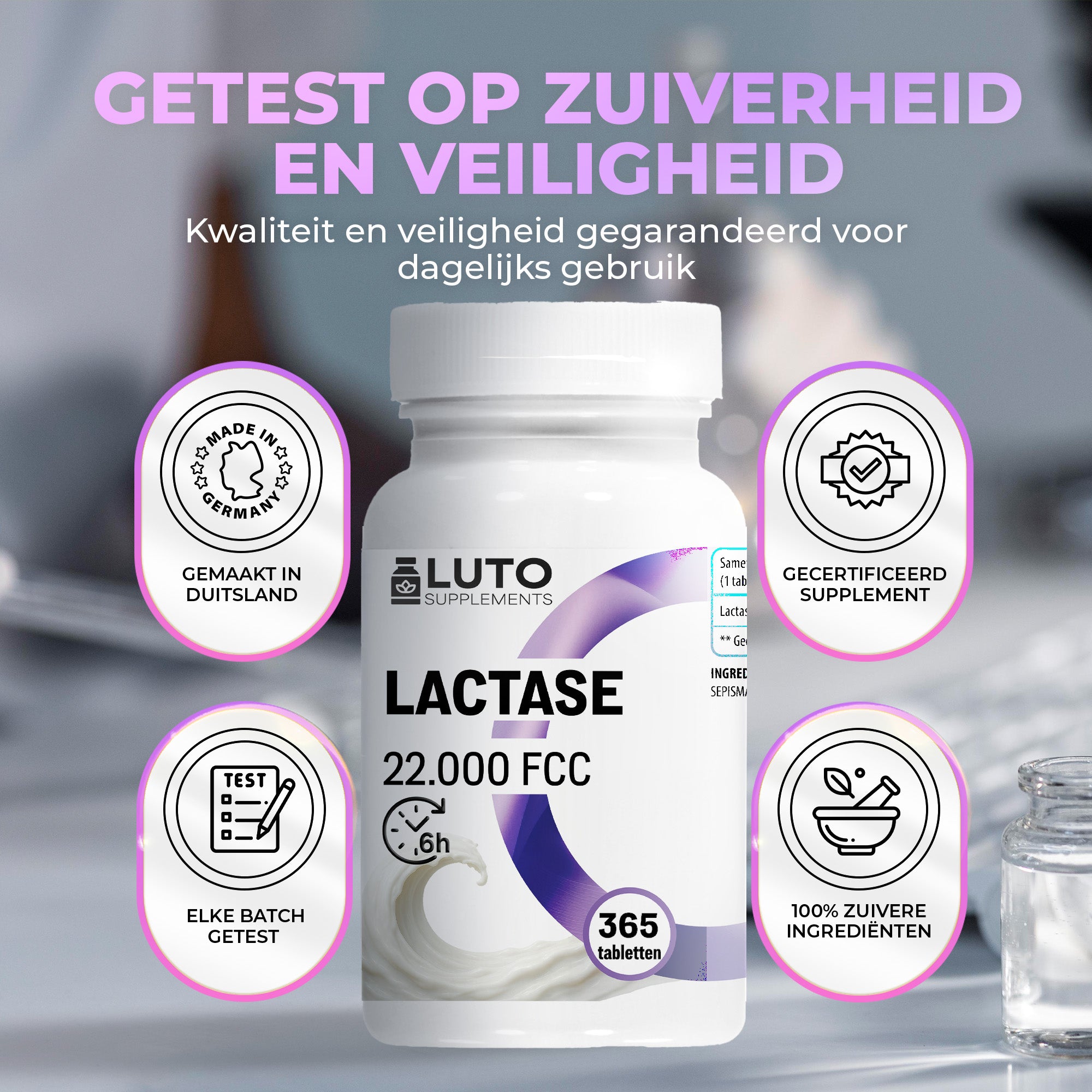 Laktase 22.000 FCC (Laktase-Enzym) | 365 Tabletten | LUTO Supplements