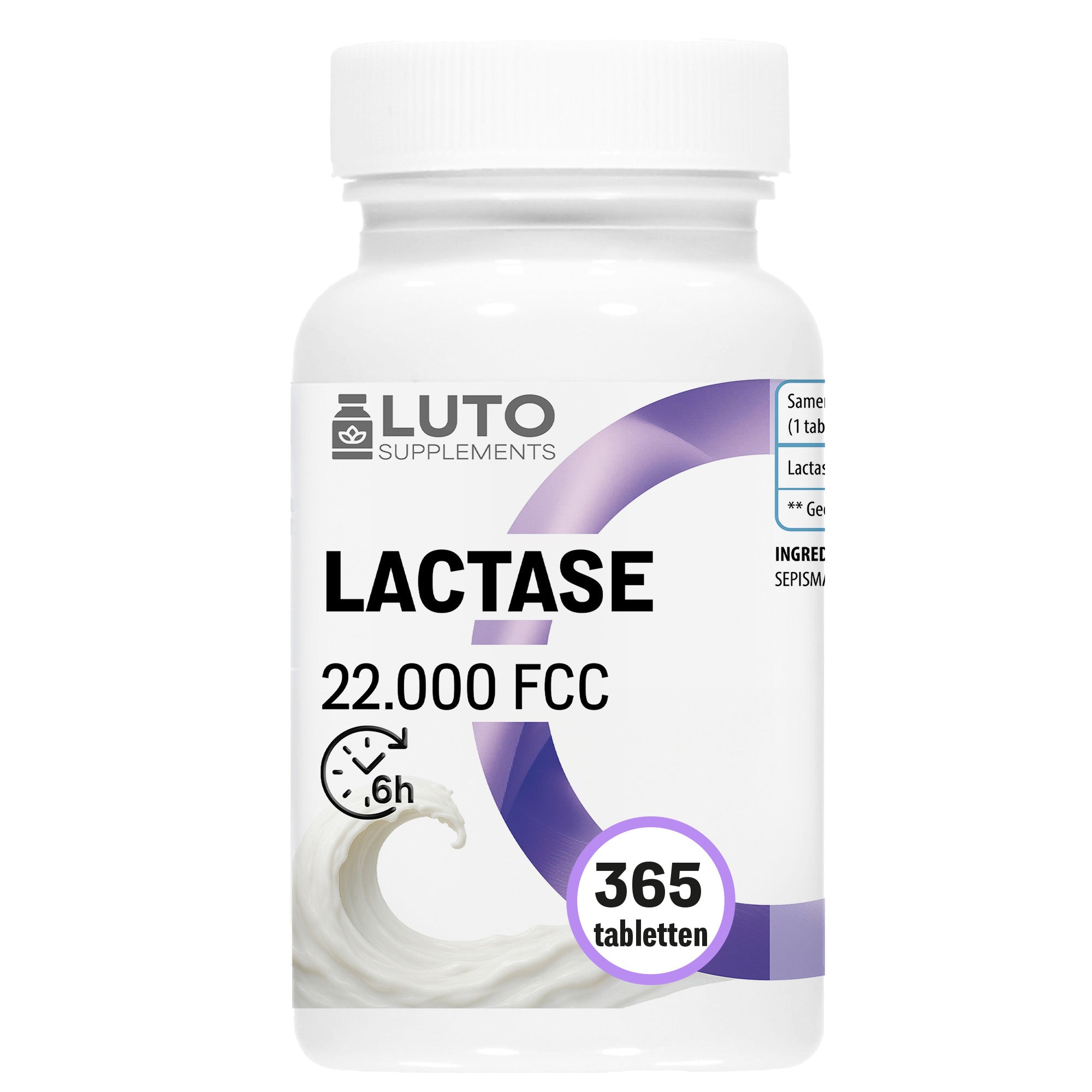 Laktase 22.000 FCC (Laktase-Enzym) | 365 Tabletten | LUTO Supplements