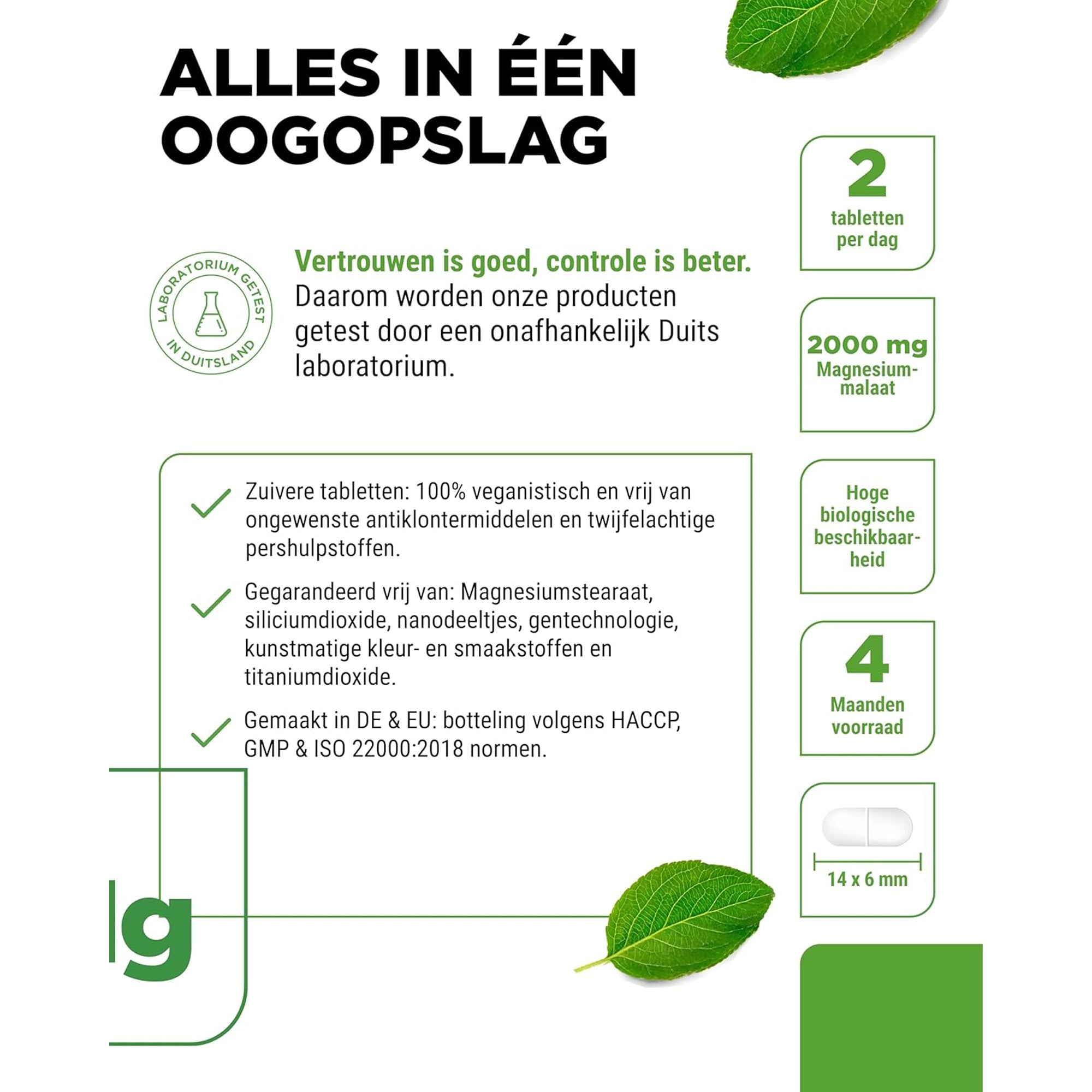 Magnesiummalaat | 240 tabletten of 365 capsules | Vit4ever