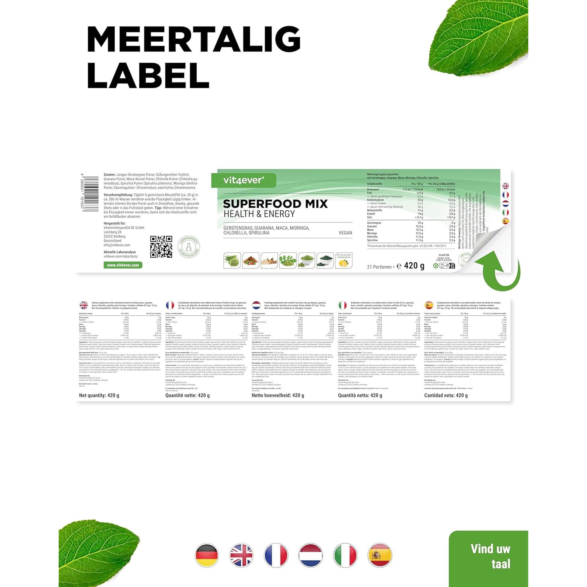 Green Juice Superfoods Mix | 420gr | Vit4ever