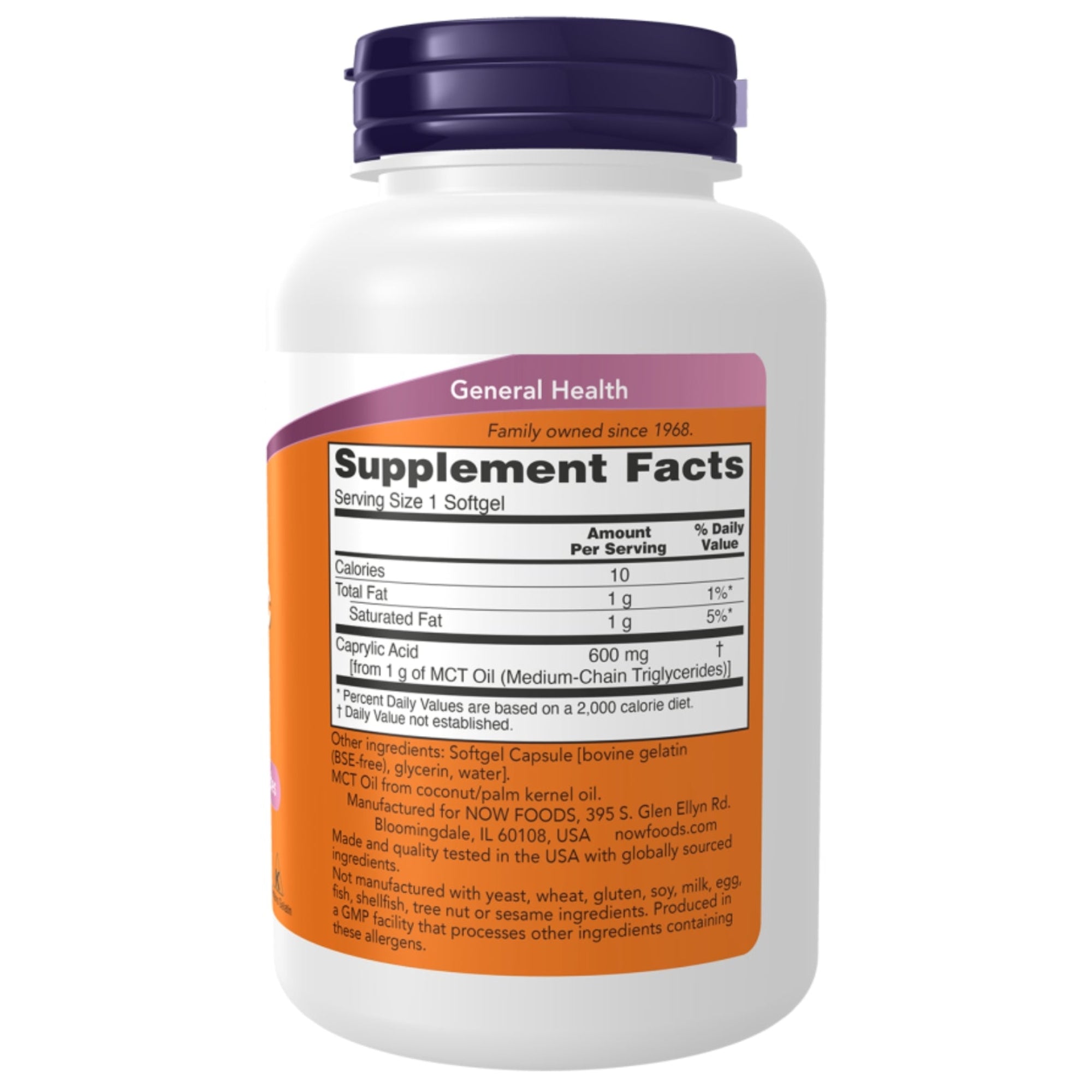 Caprylic Acid 600 mg | 100 softgels | NOW Foods