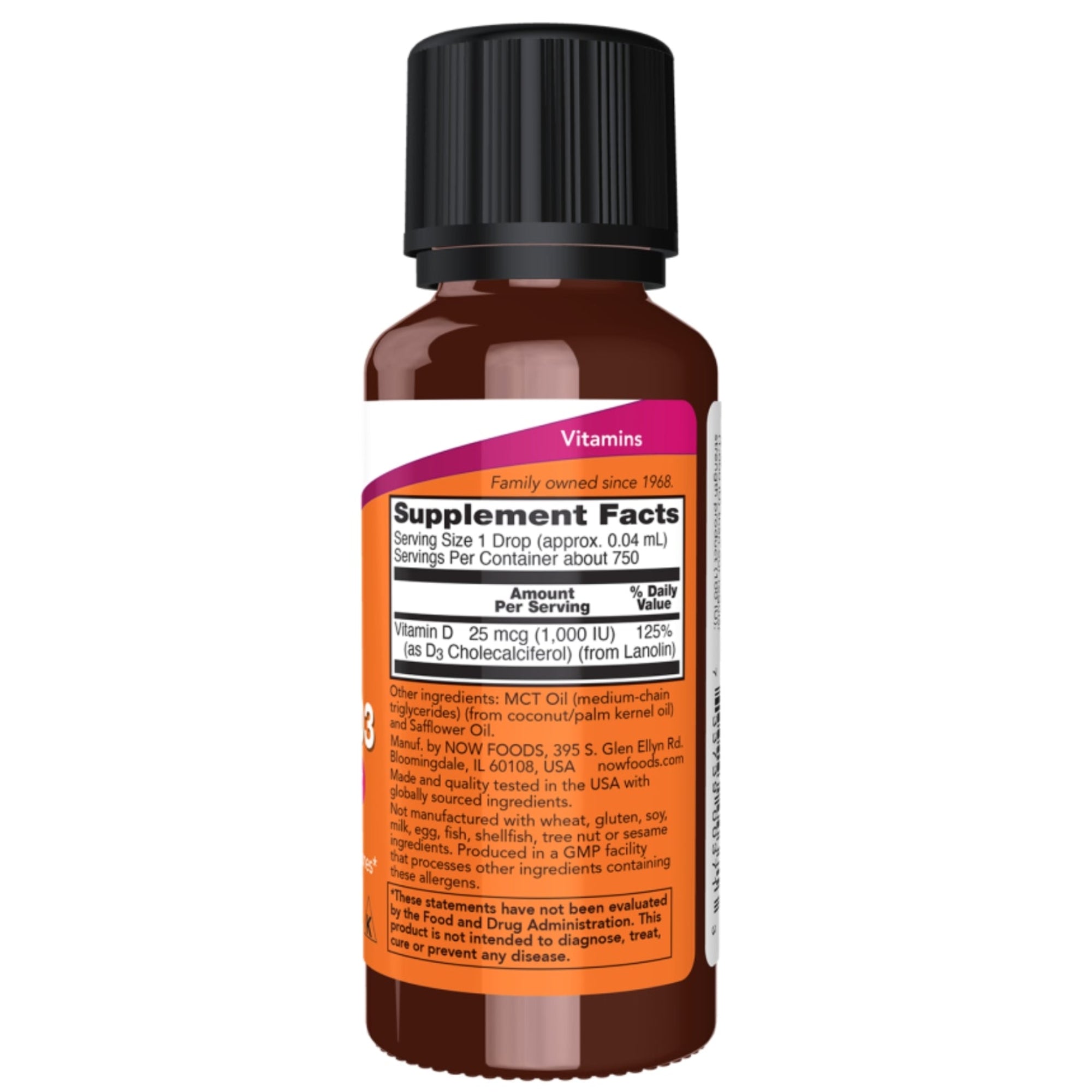 Vitamine D3 druppels 1000 I.E. | 30 ml | NOW Foods
