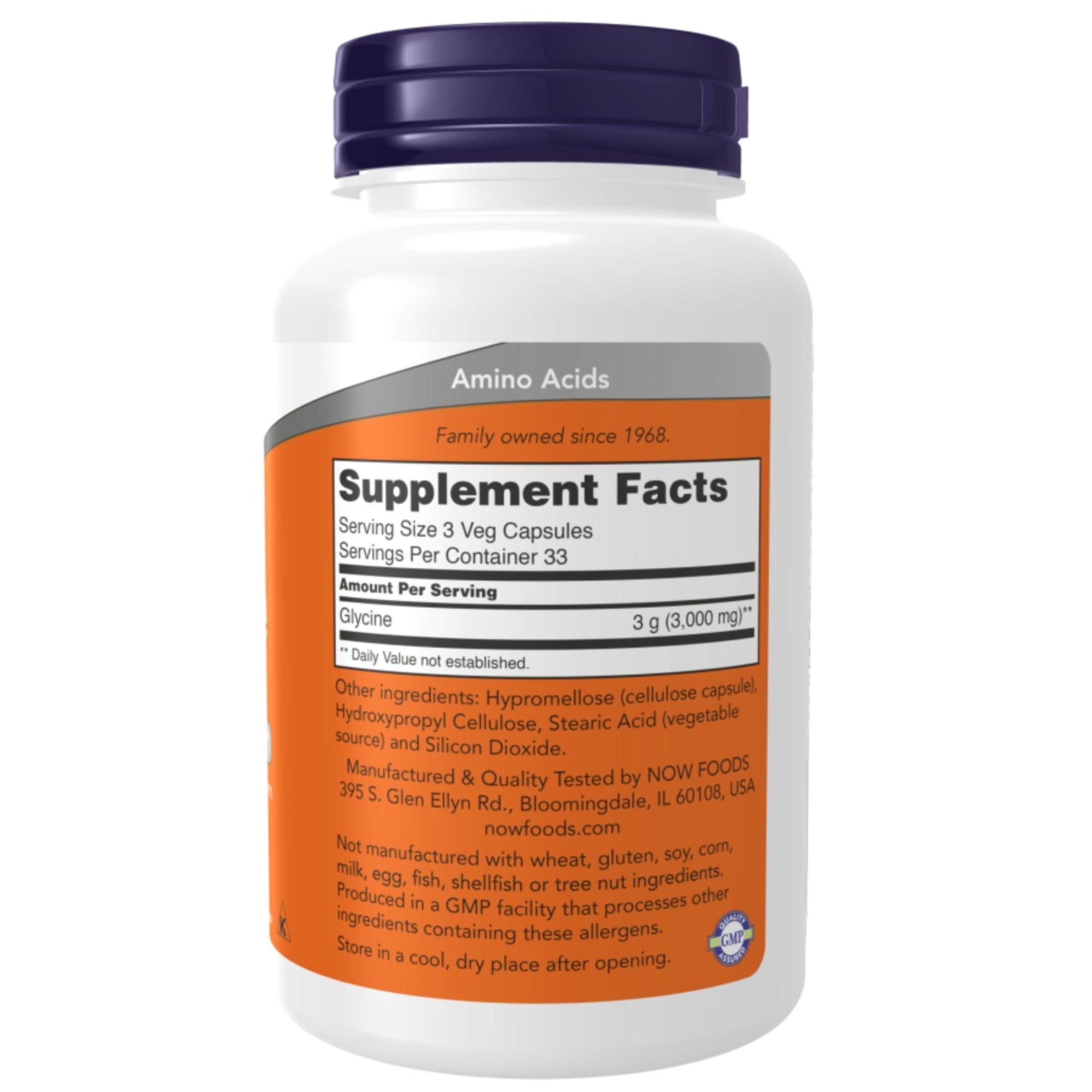 Glycine 1000 mg | 100 vegan capsules | NOW Foods