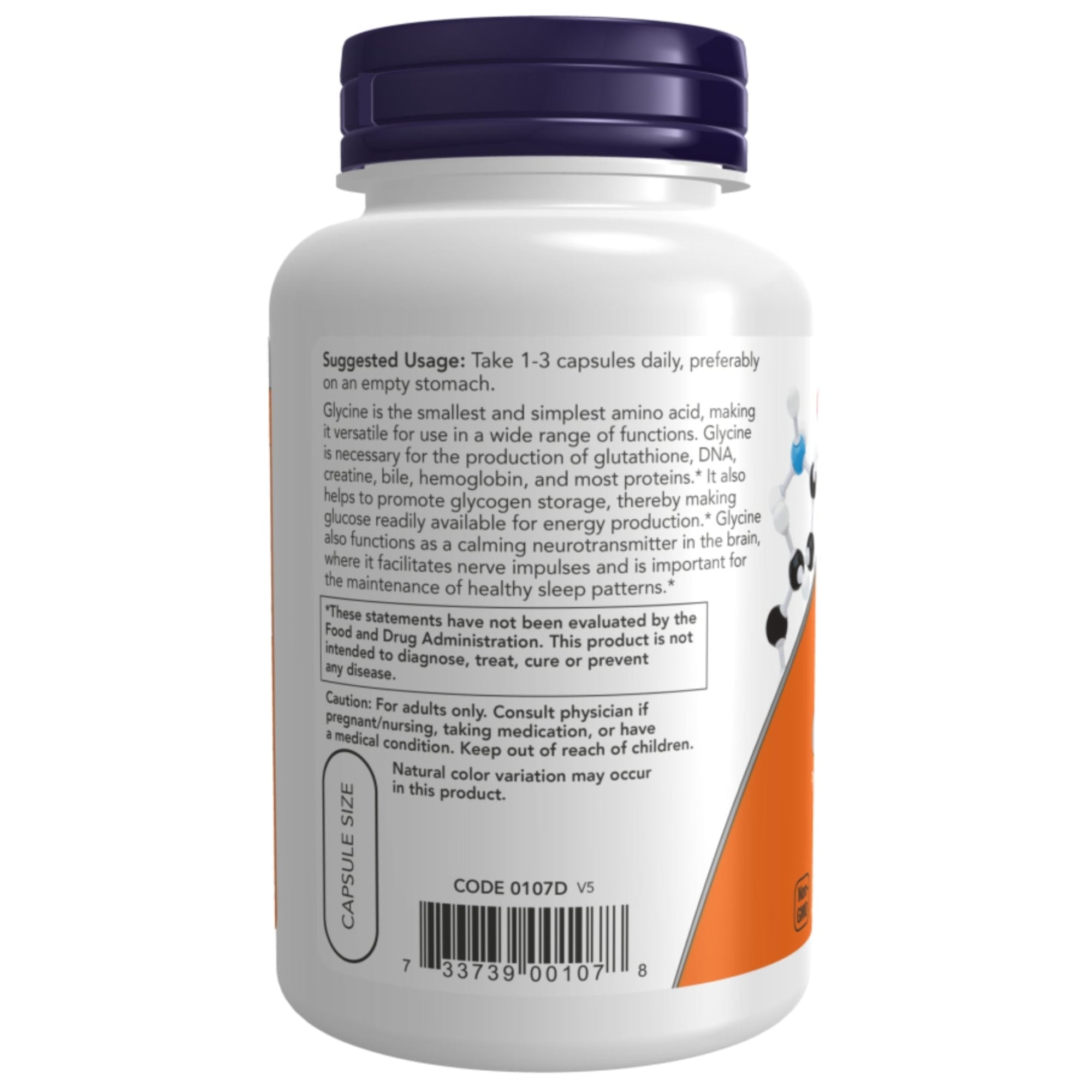Glycine 1000 mg | 100 vegan capsules | NOW Foods