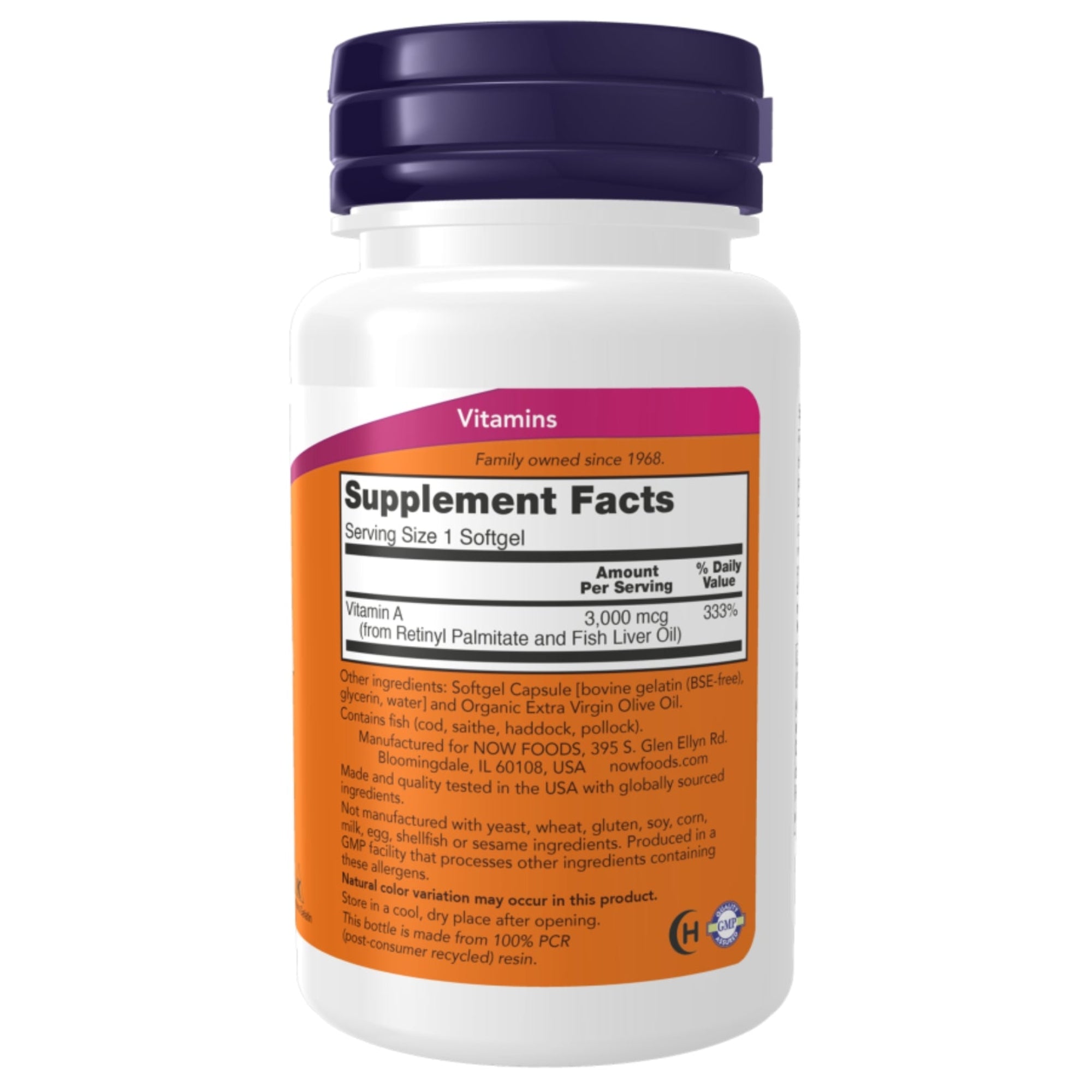 Vitamine A 10.000 IE | 3000 µg | 100 softgels | NOW Foods