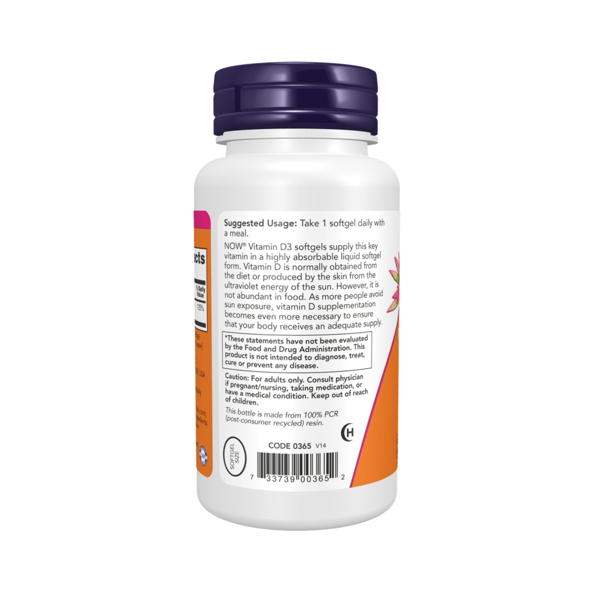 Vitamine D3 1000 IE | 25 mcg | 360 softgels | NOW Foods