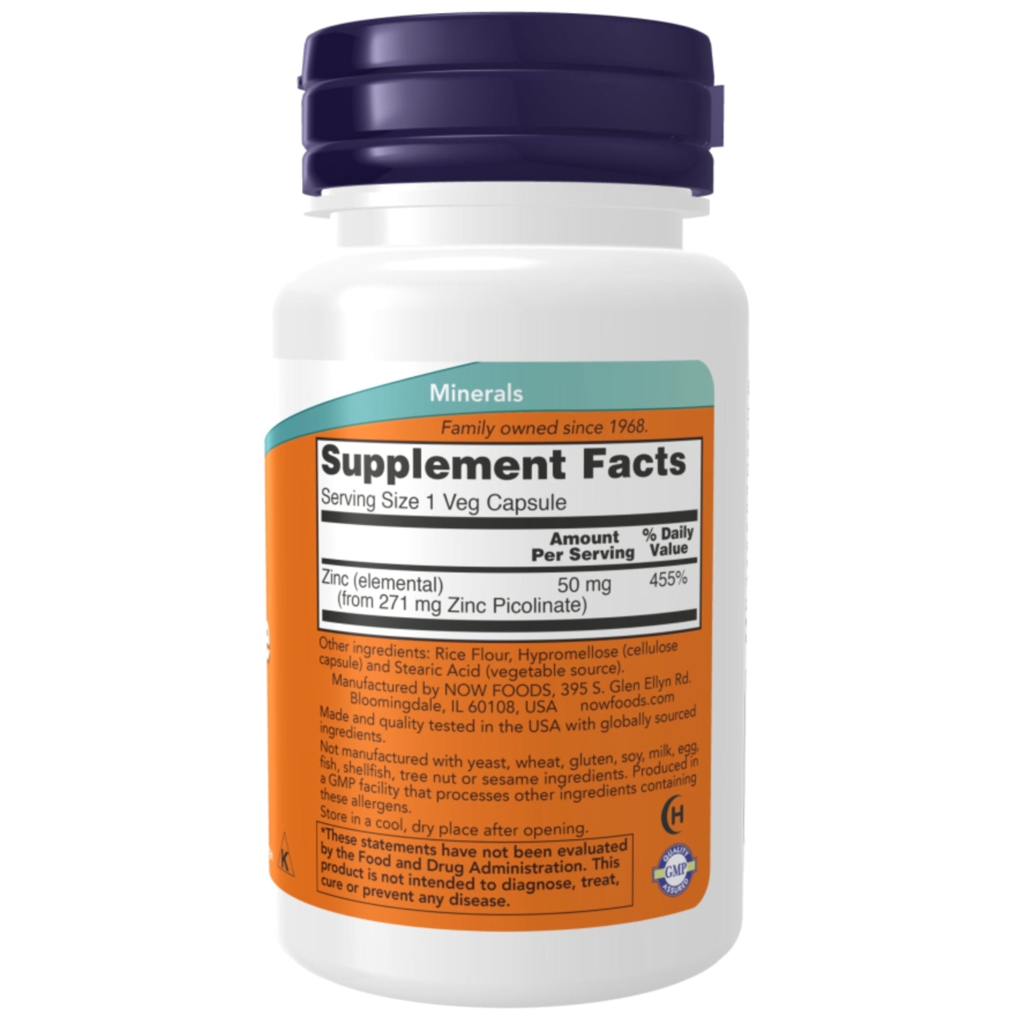 Zink Picolinaat (Zinc Picolinate 50 mg) | 120 capsules | NOW Foods