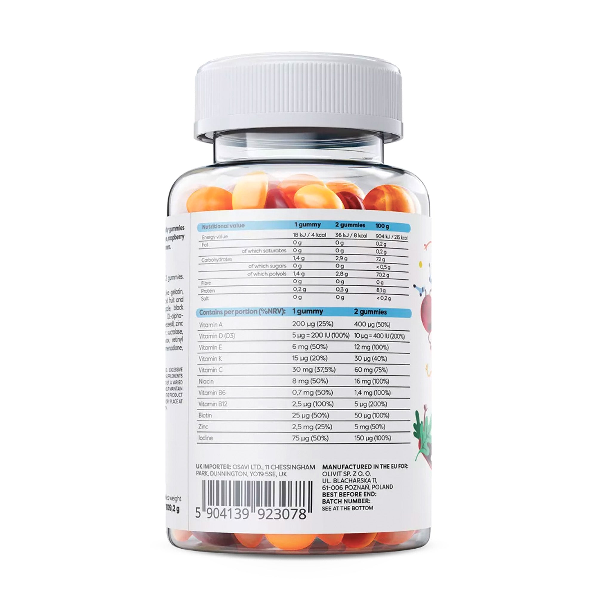 Osavi | Multivitamine Gummies voor kinderen | 60 Gummies | 3 smaken; Orange, Raspberry & Lemon