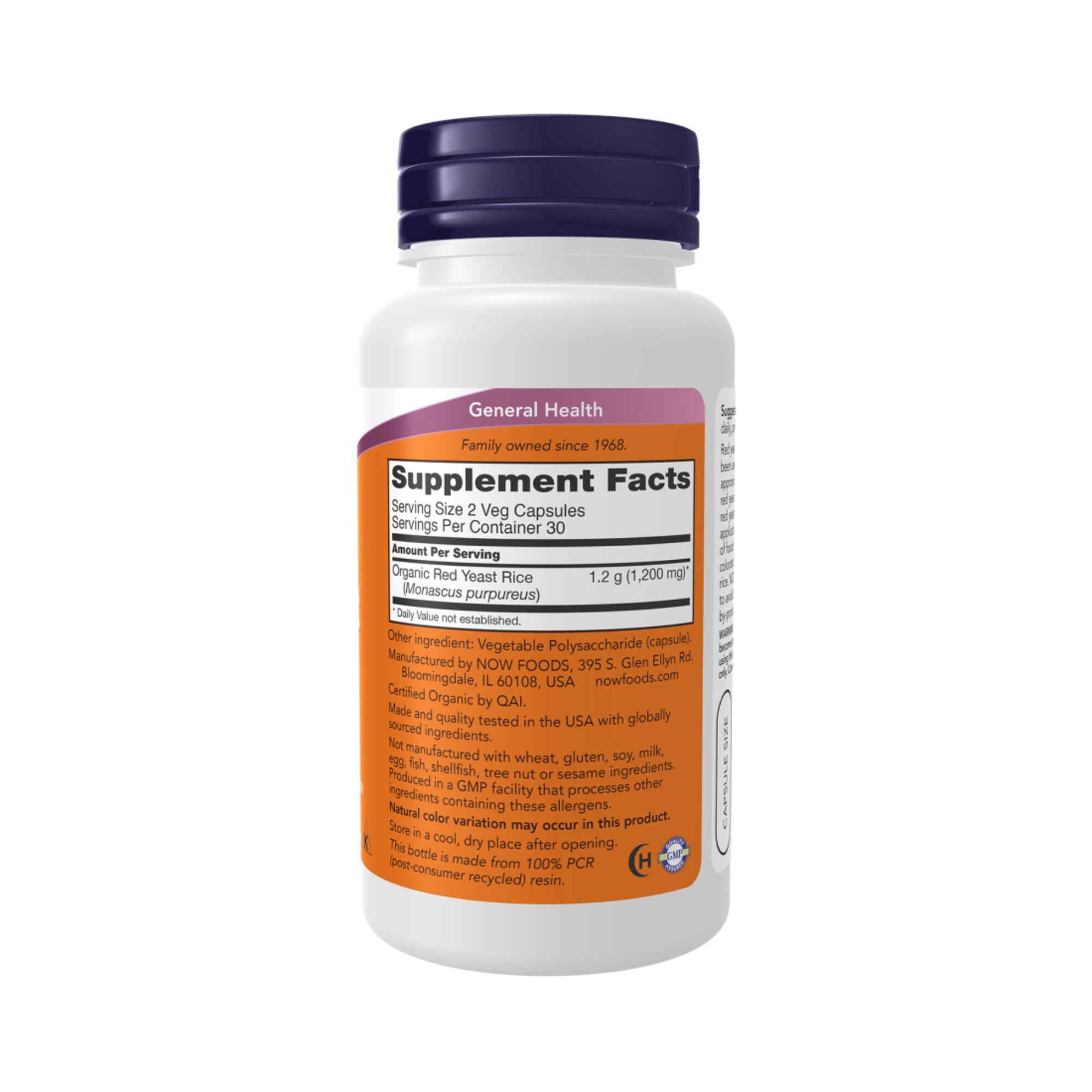 Rote Hefe Reis (Red Yeast Rice) 600 mg | 60 Kapseln | NOW Foods