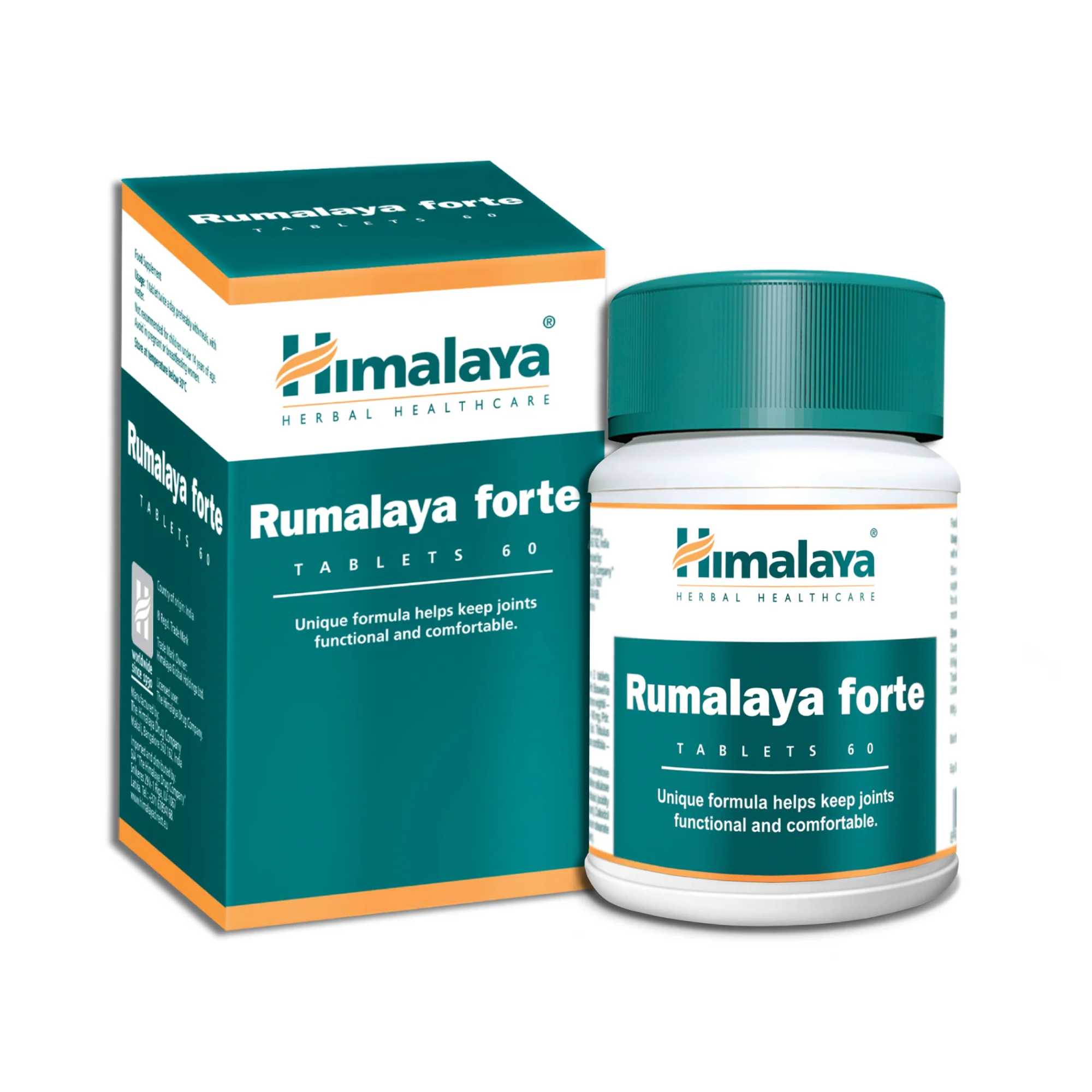 Himalaya Rumalaya Forte doosje en pot met 60 tabletten
