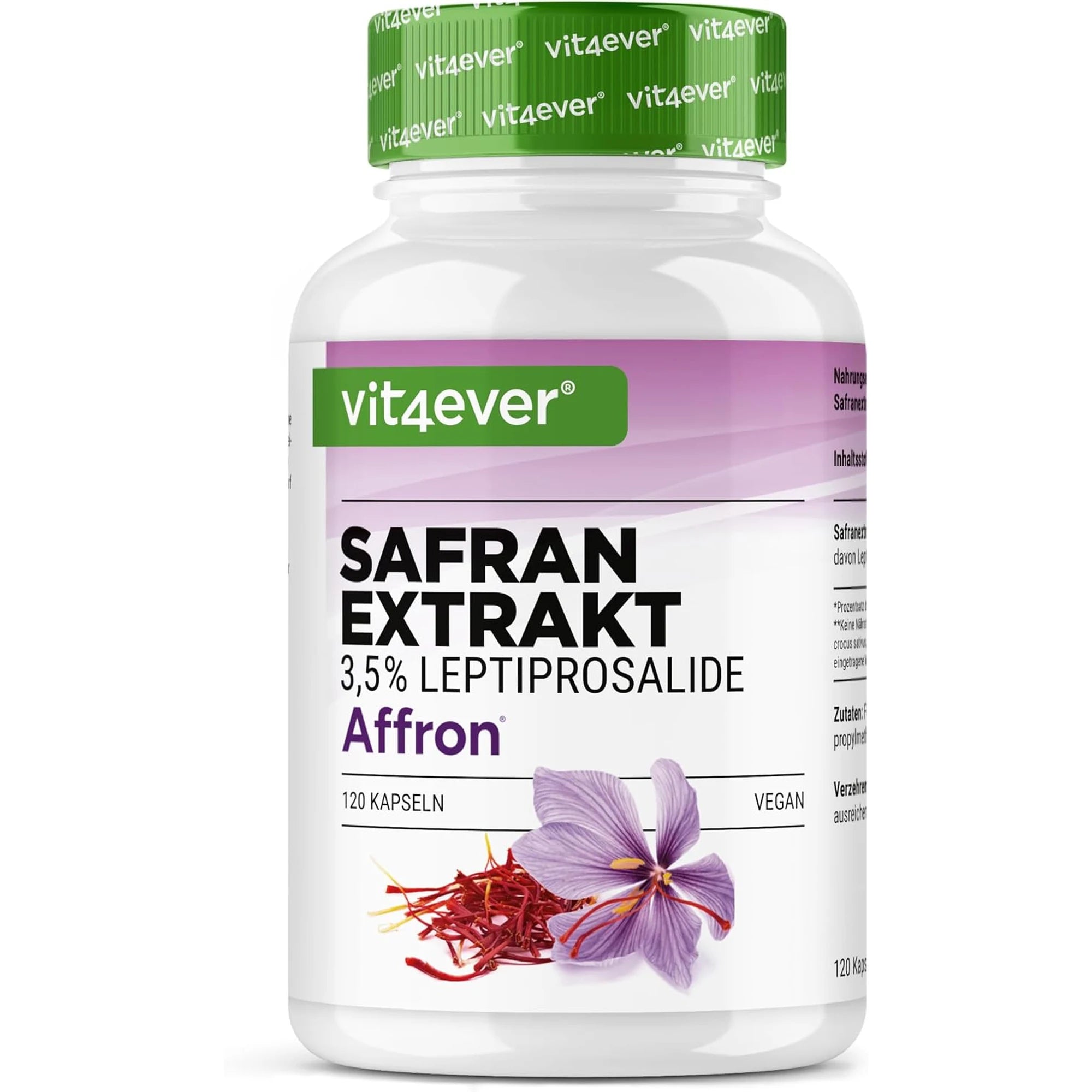 Vit4ever Saffraanextract Affron pot met 120 veganistische capsules