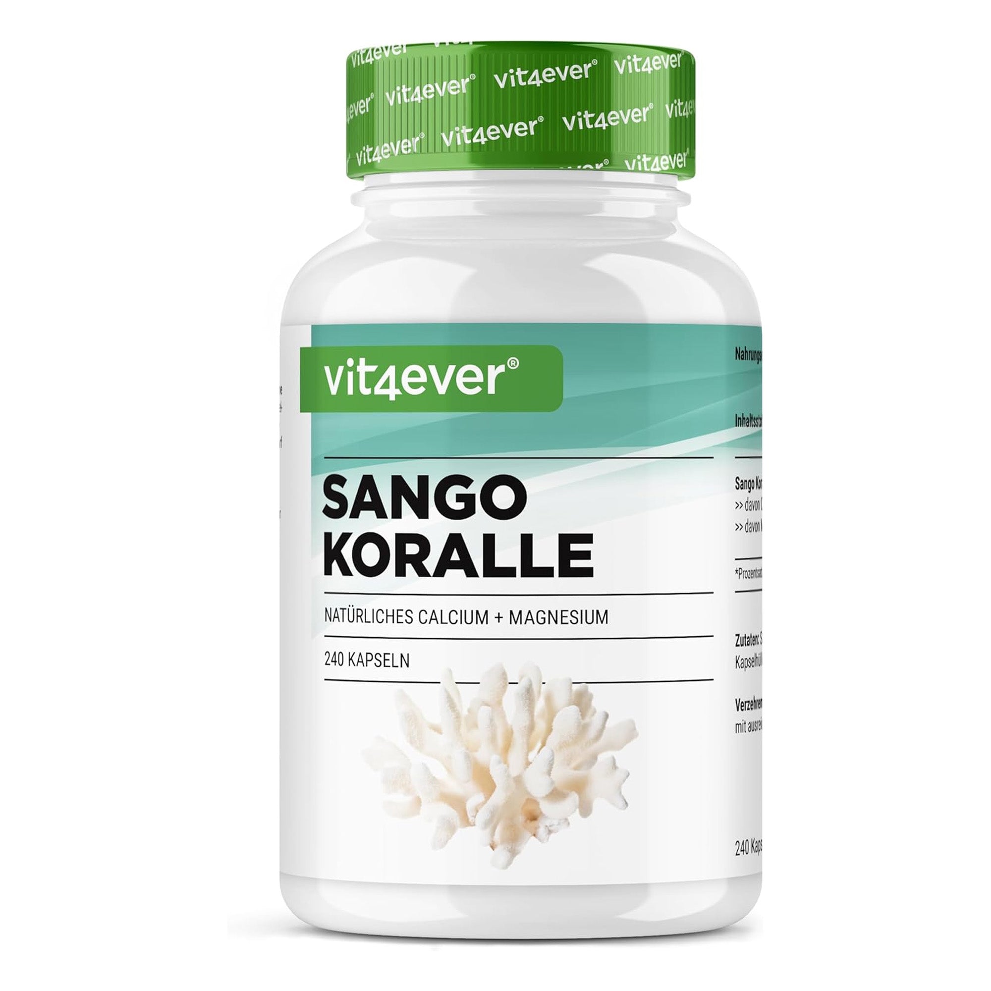 Sango Meereskoralle (Kalzium & Magnesium aus Okinawa) | 240 Kapseln | Vit4ever