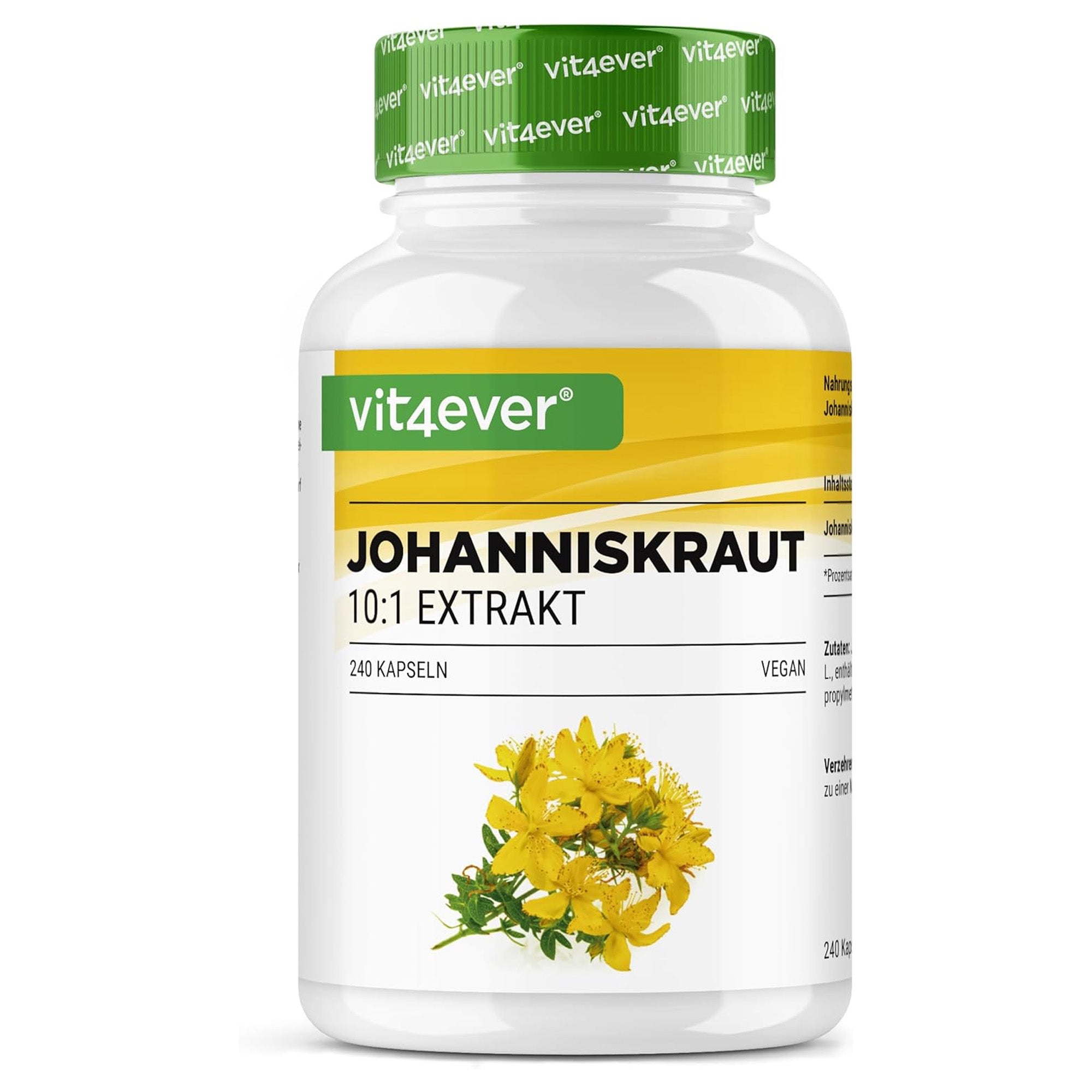 Vit4ever Sint-Janskruid capsules - hooggedoseerd 500 mg extract, gelijk aan 5000 mg puur Sint-Janskruid