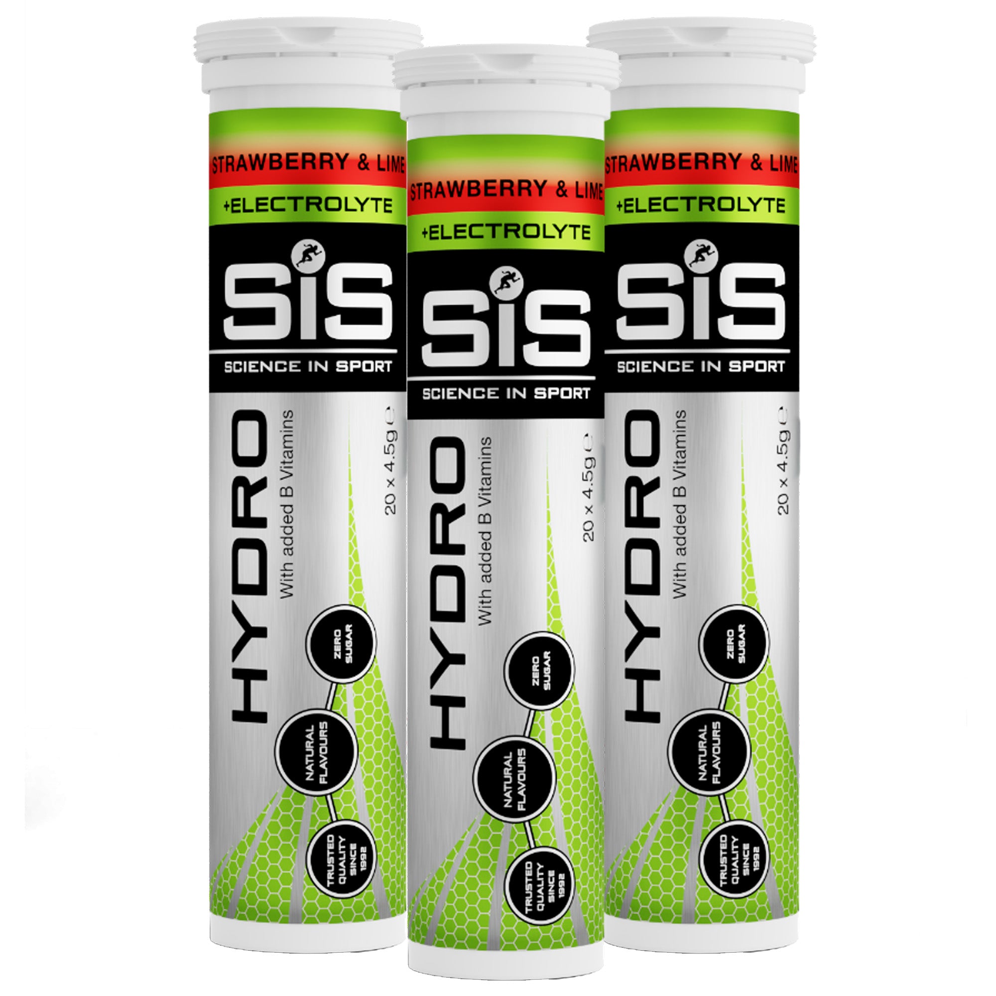 #Inhoud_3_stuks SiS Hydro Tablets Strawberry & Lime 3 tubes - elektrolyten bruistabletten zonder suiker voor duursporters