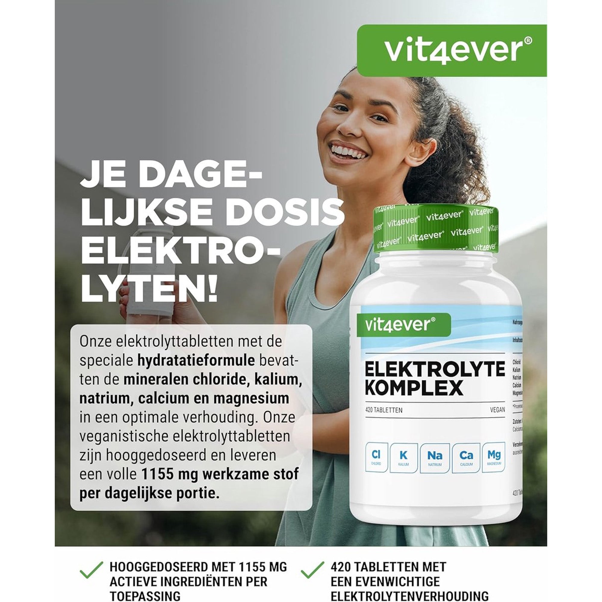 Ingrediëntenlijst en voedingsinformatie van Vit4ever elektrolytencomplex