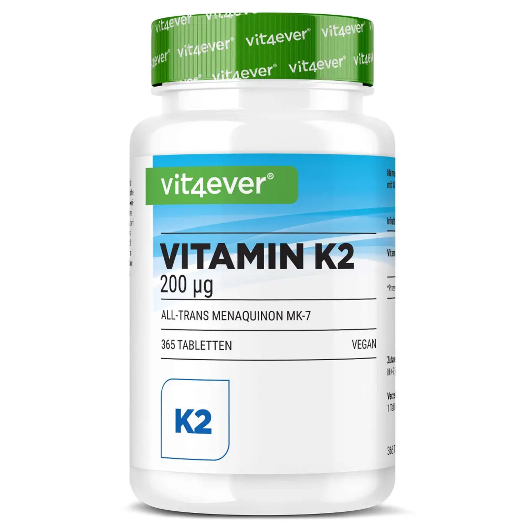 Vitamine K2 (Menaquinon MK-7, All-Trans) 200mcg | 365 tabletten | Vit4ever