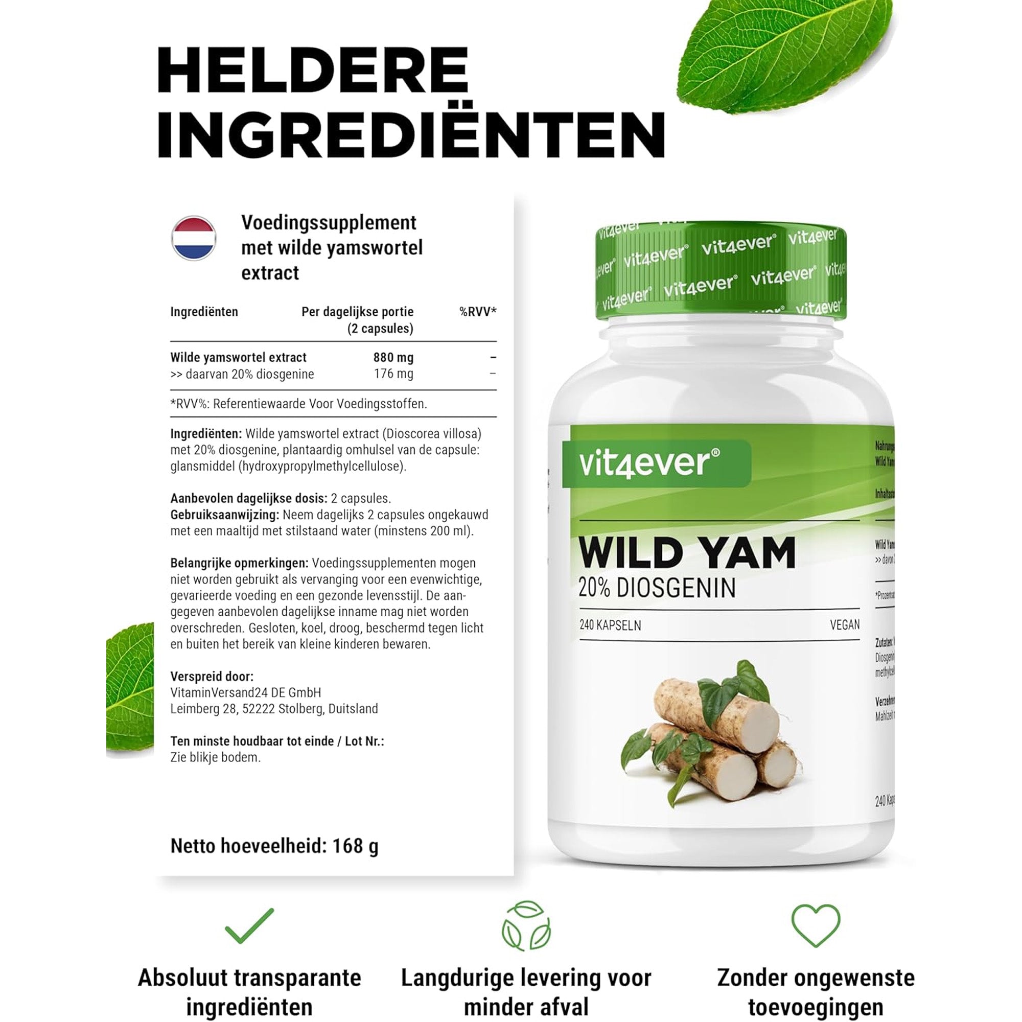 Vit4ever wild yam capsules - 240 stuks, langdurige voorraad