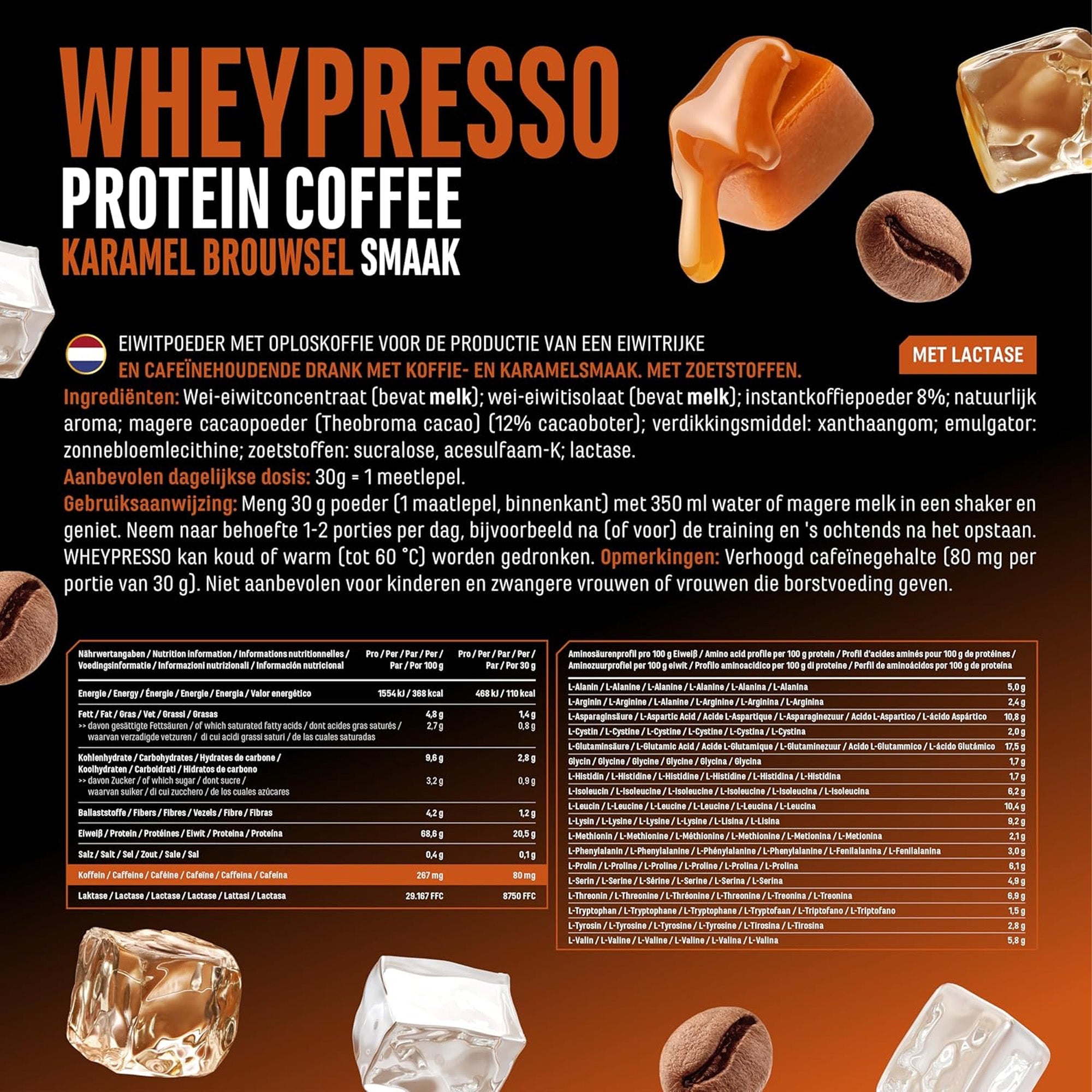 German Elite Nutrition Wheypresso Protein Coffee Karamel 908 g - sportsupplement voor dagelijks gebruik