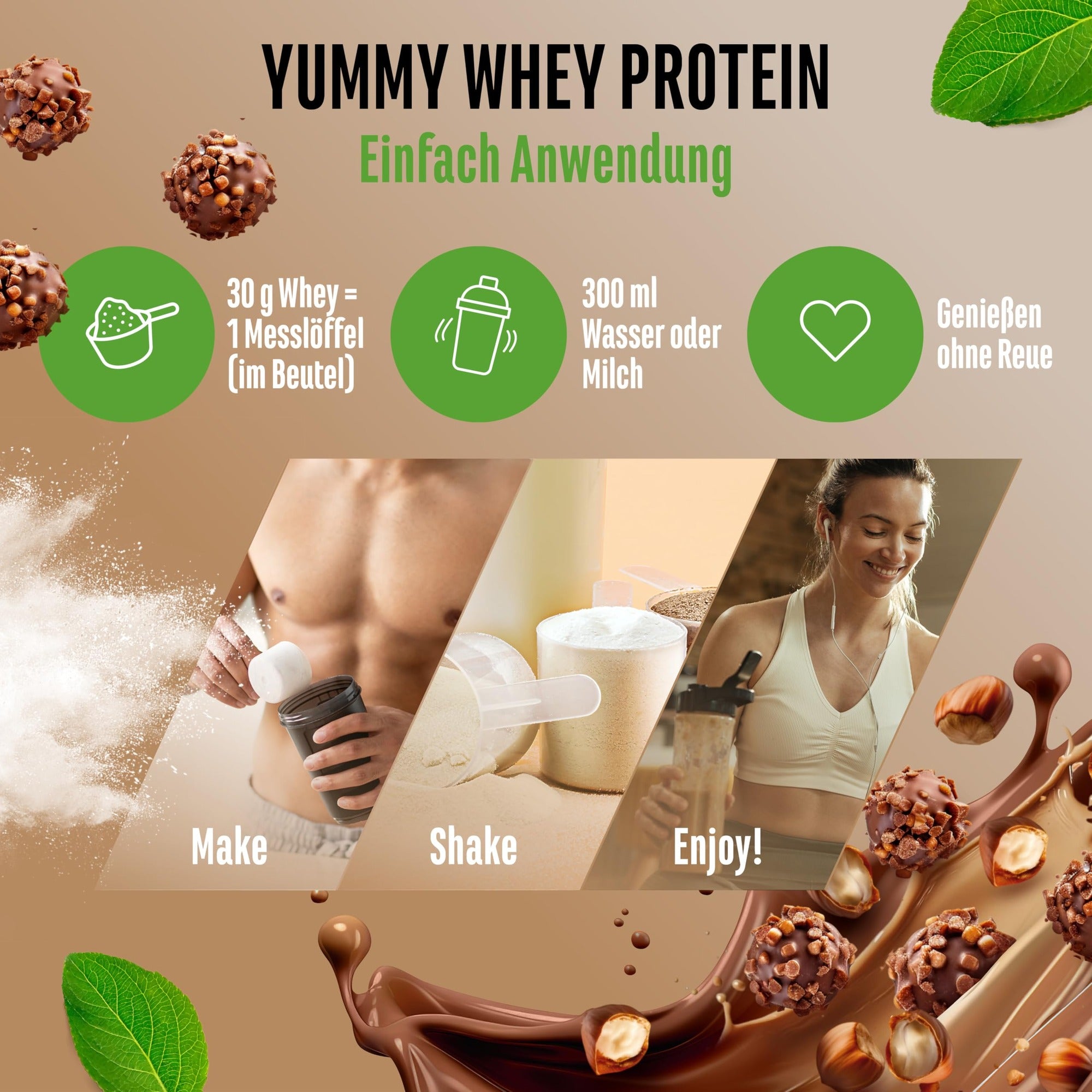 Vit4ever Yummy Whey Protein Golden Nougat Praline eiwitshake 908 gram bereiden: meten, shaken en genieten