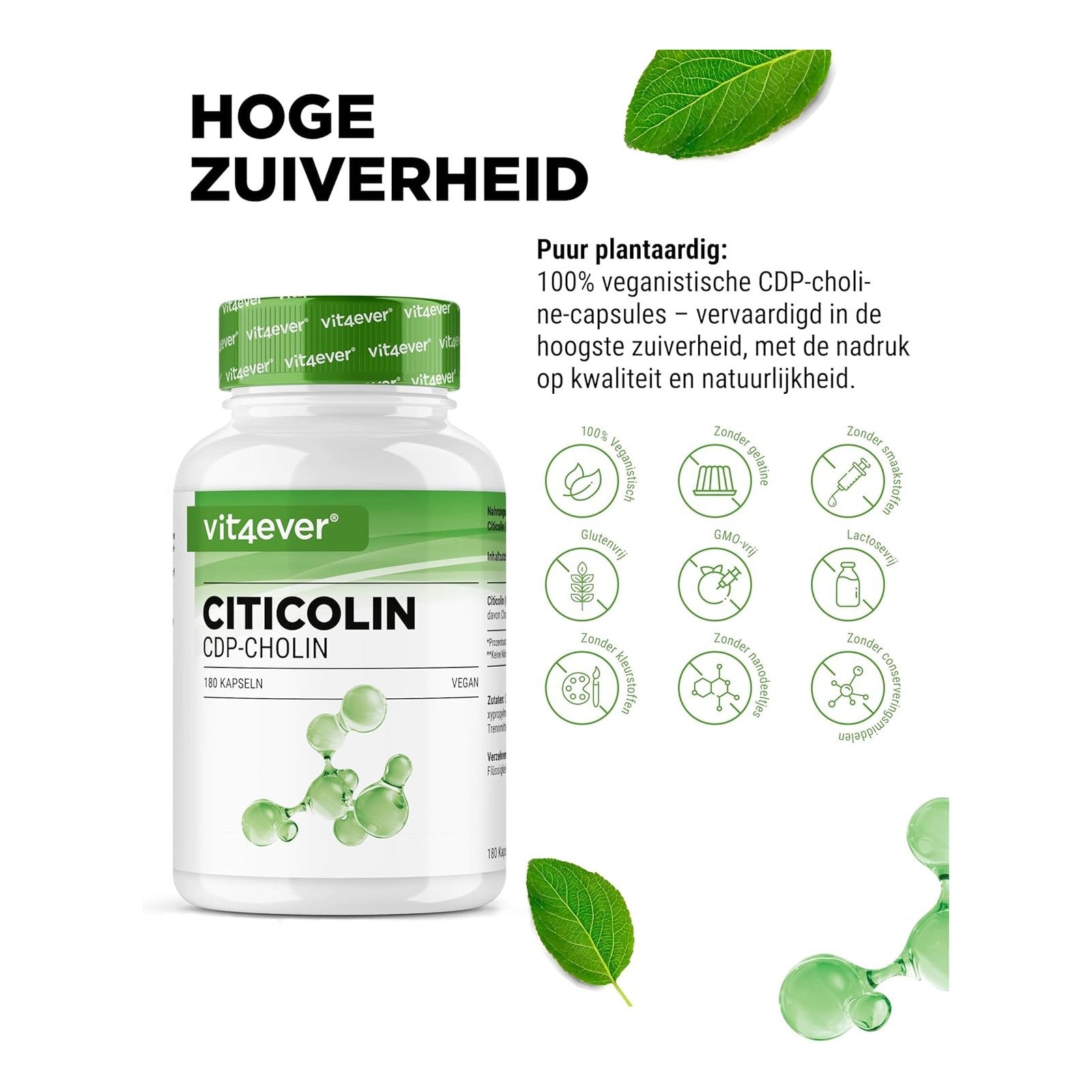 Citicoline CDP-choline hoge zuiverheid vegan zonder toevoegingen