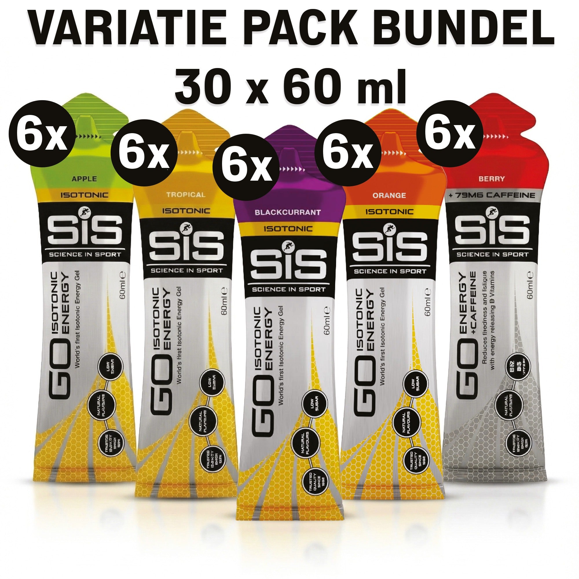 30er-Packung Isotonische Gels SIS, verschiedene Geschmacksrichtungen