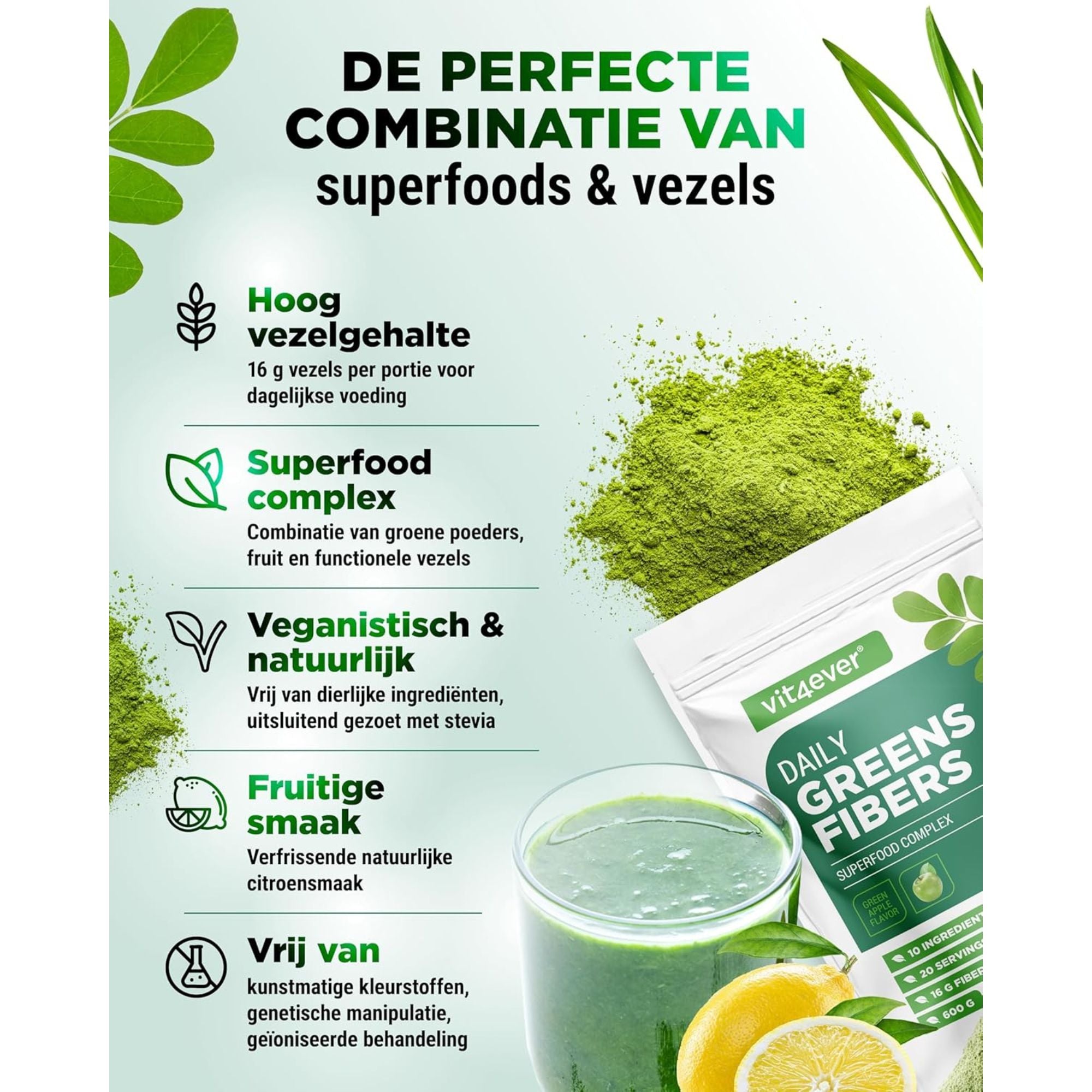 Daily Greens & Fibers Citroen | 600g | Vit4ever
