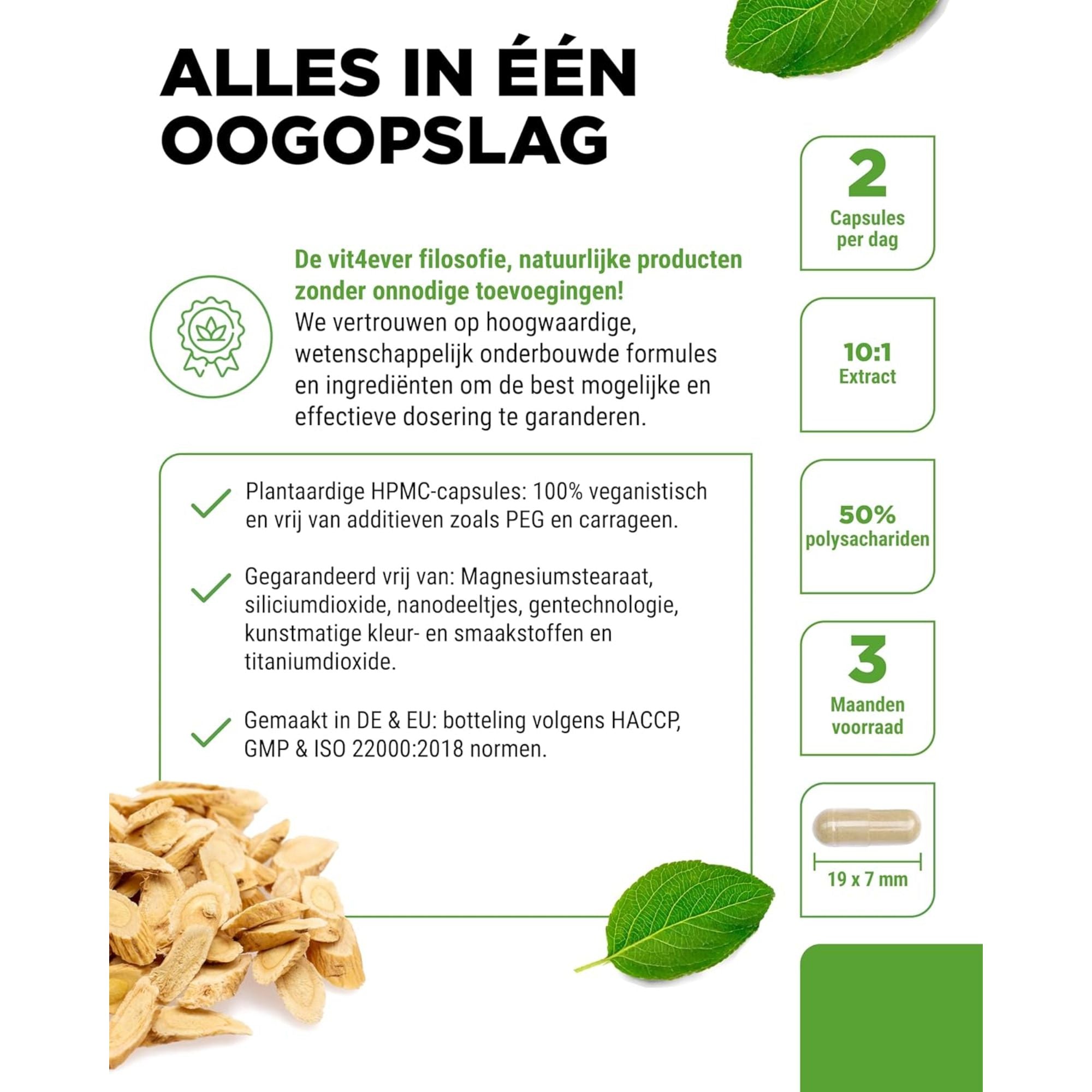 Vit4ever Astragalus Extract 50% Polysacchariden - productverpakking van hoge kwaliteit