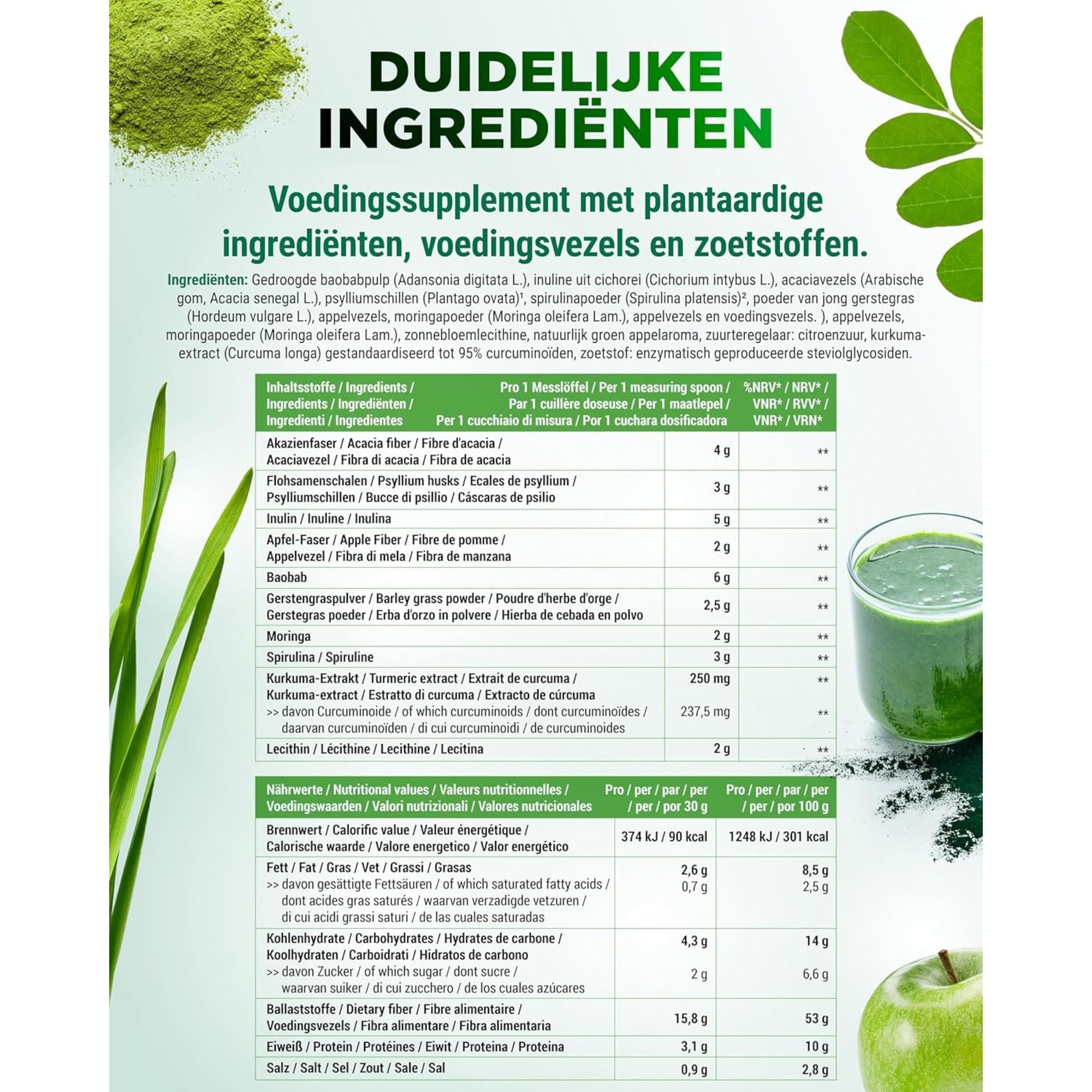 Daily Greens & Fibers Groene Appel | 600g | Vit4ever