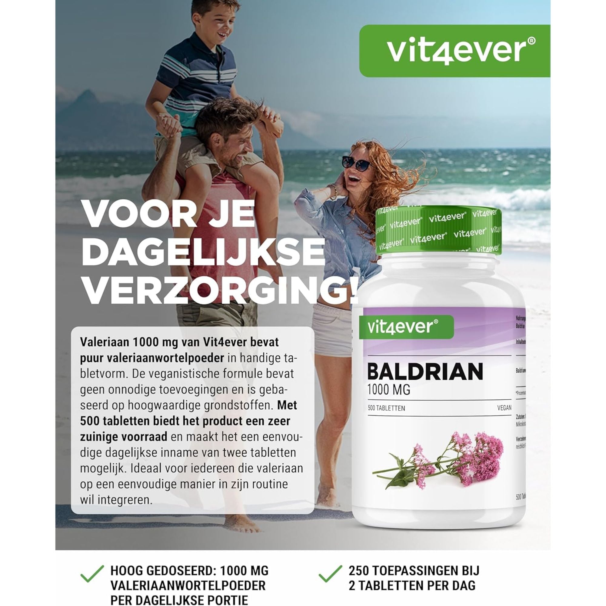 Valeriaan 500mg | 500 Tabletten | Vit4ever