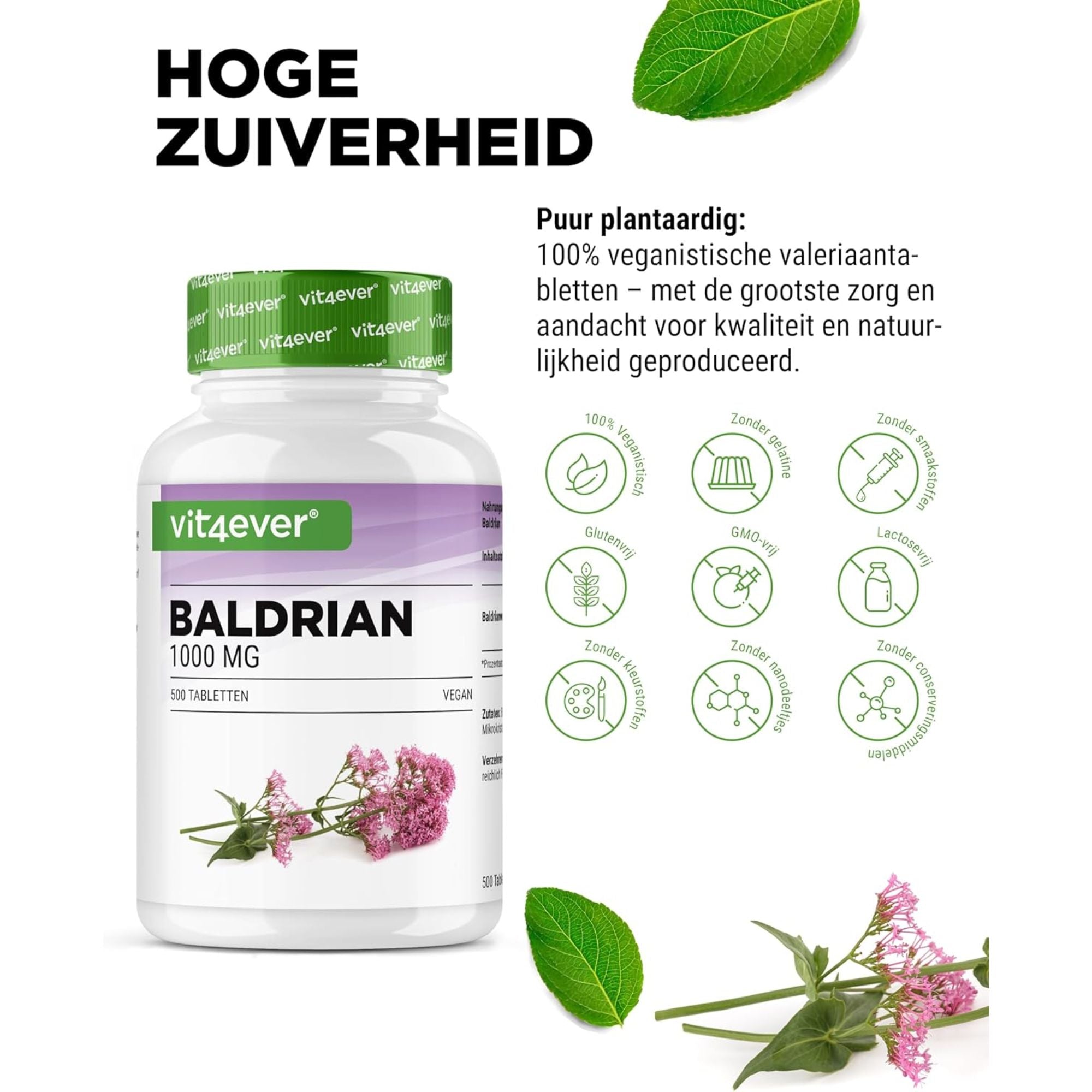 Valeriaan 500mg | 500 Tabletten | Vit4ever