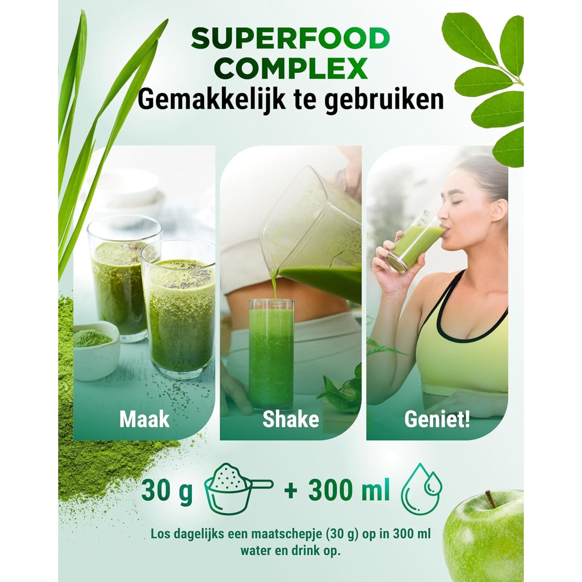 Daily Greens & Fibers Groene Appel | 600g | Vit4ever