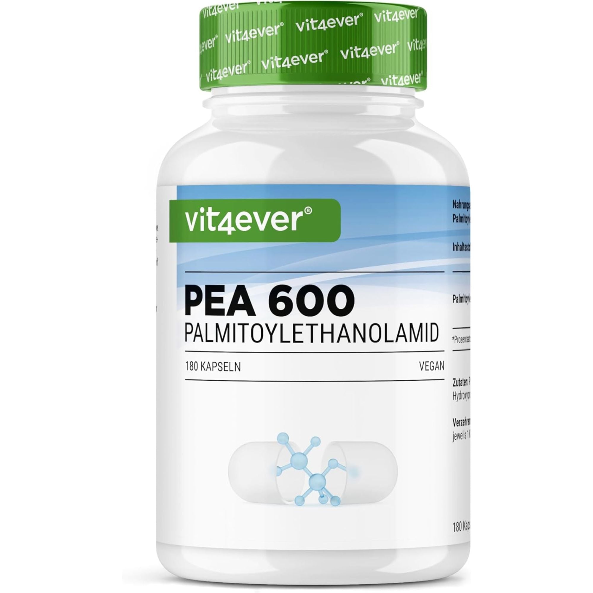 PEA 600 Palmitoylethanolamide | 180 Capsules | Vit4ever