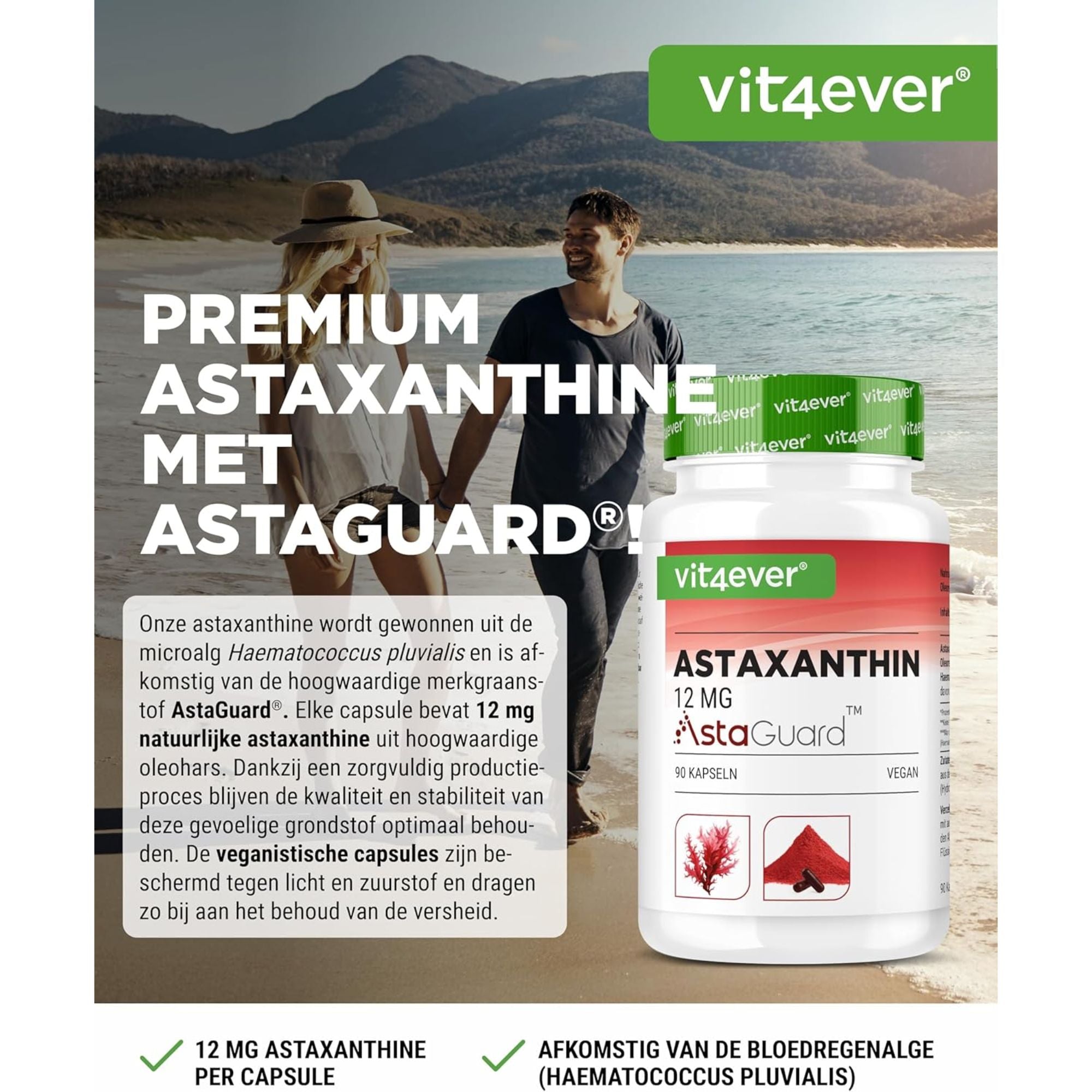 Astaxanthine 12mg AstaGuard® | 90 Capsules | Vit4ever