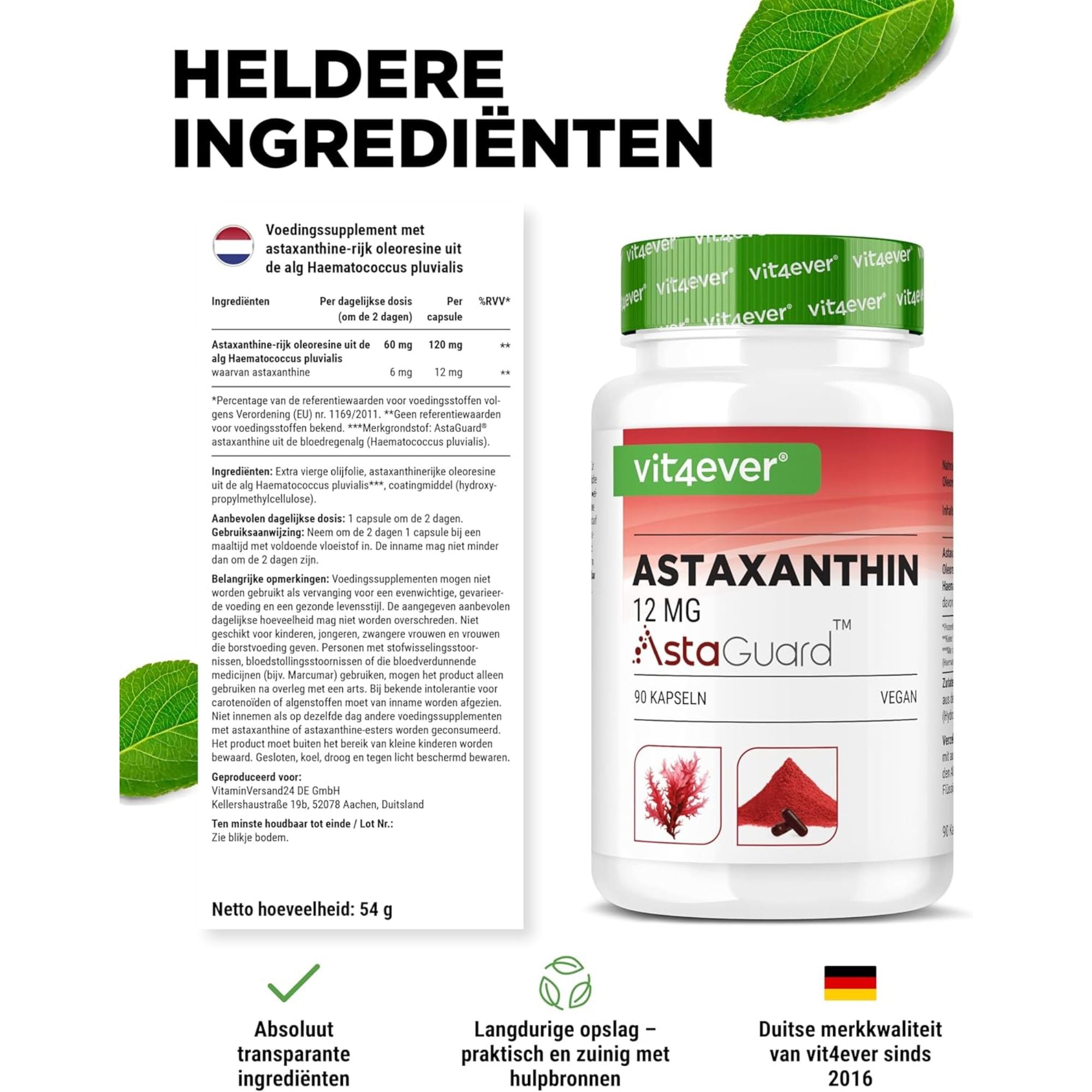 Astaxanthine 12mg AstaGuard® | 90 Capsules | Vit4ever