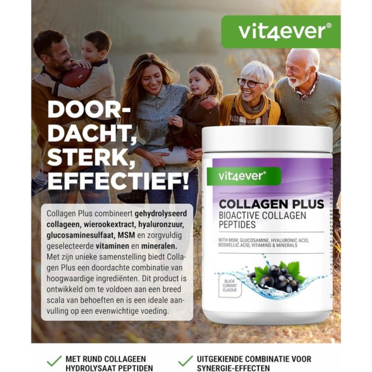 Vit4ever Collageen Plus Zwarte Bes - voedingssupplement voor dagelijks gebruik