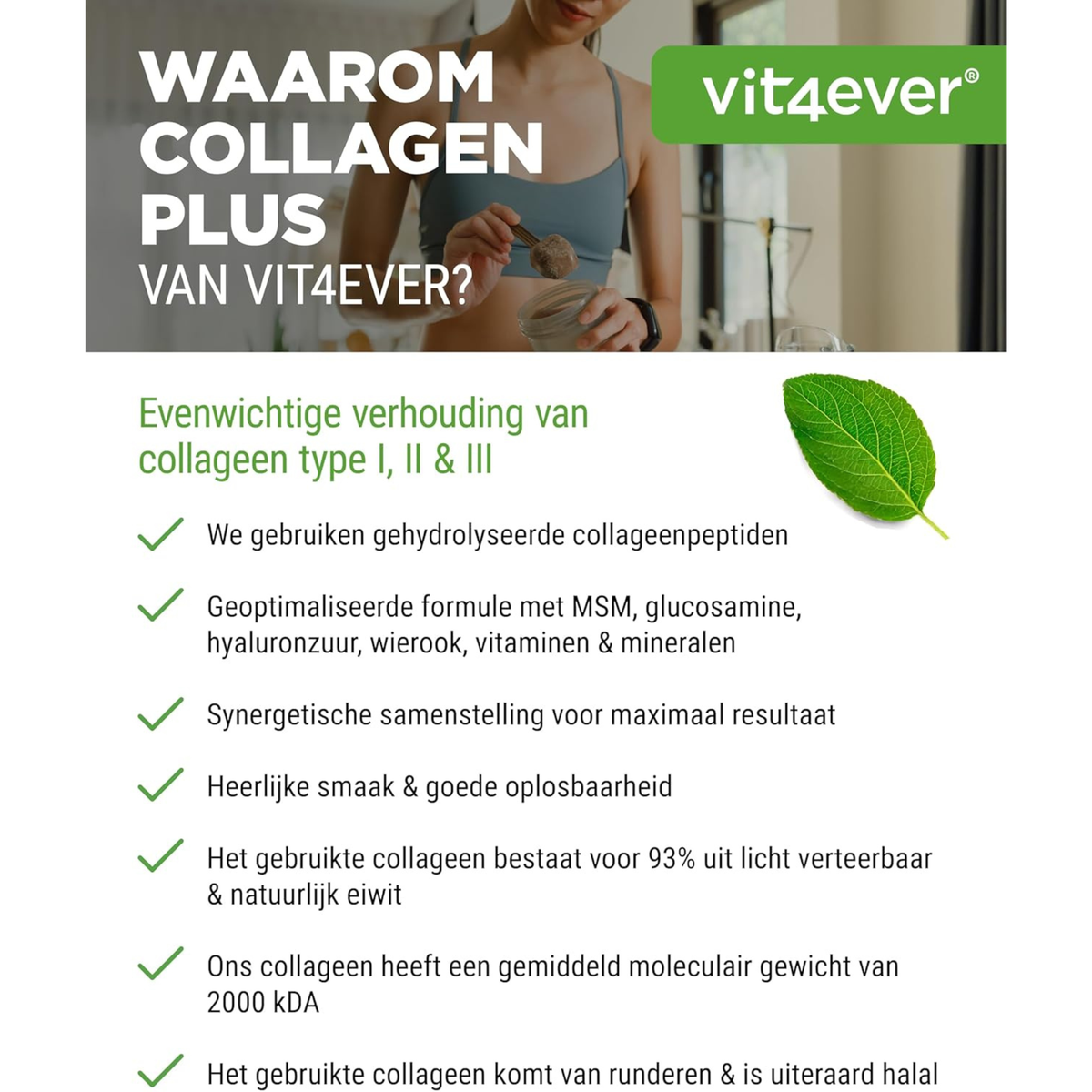 Vit4ever Collageen Plus Aardbei-Framboos - ideaal als aanvulling op je voeding